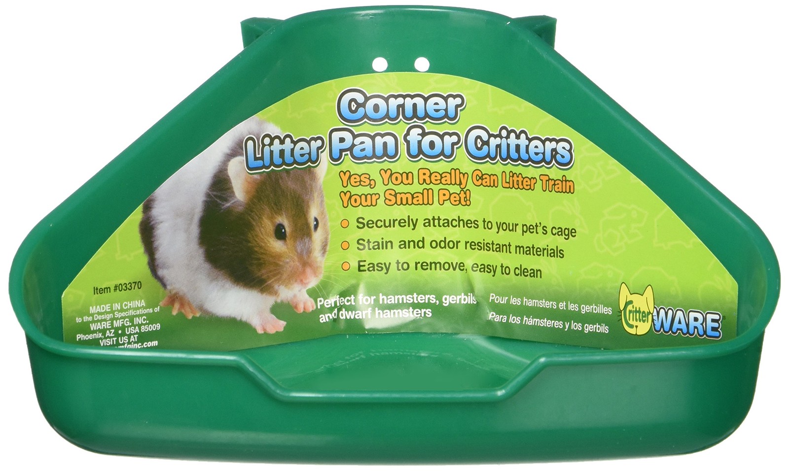 Ware Manufacturing Corner Litter Pan for Critters Assorted Colors 1, Green