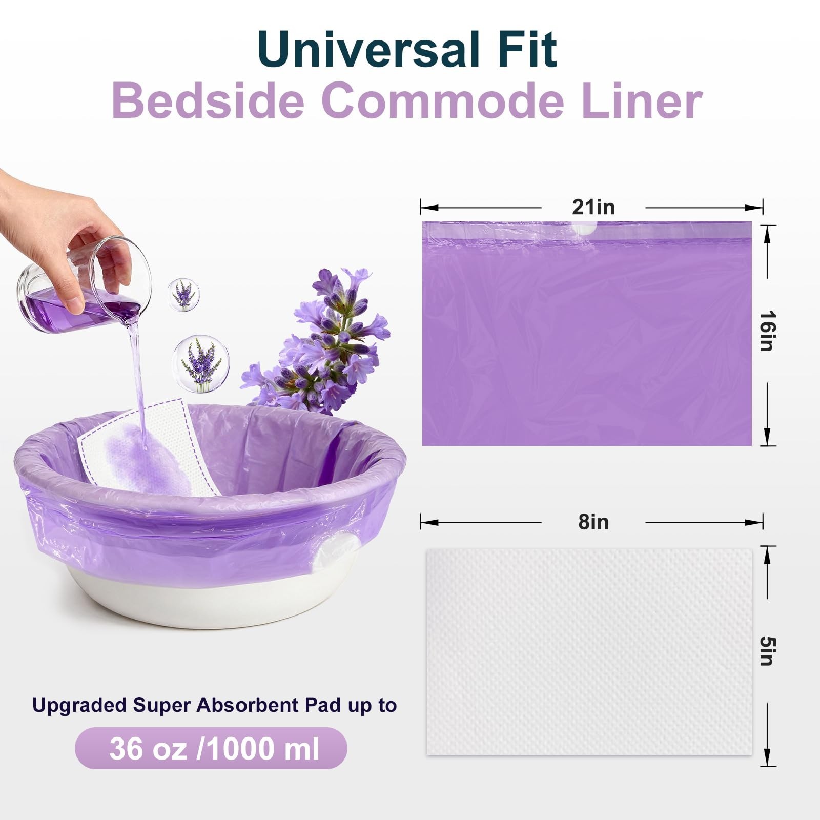 Bedside Commode Liners with Absorbent Pads – 100 Count Disposable Commode Bag…