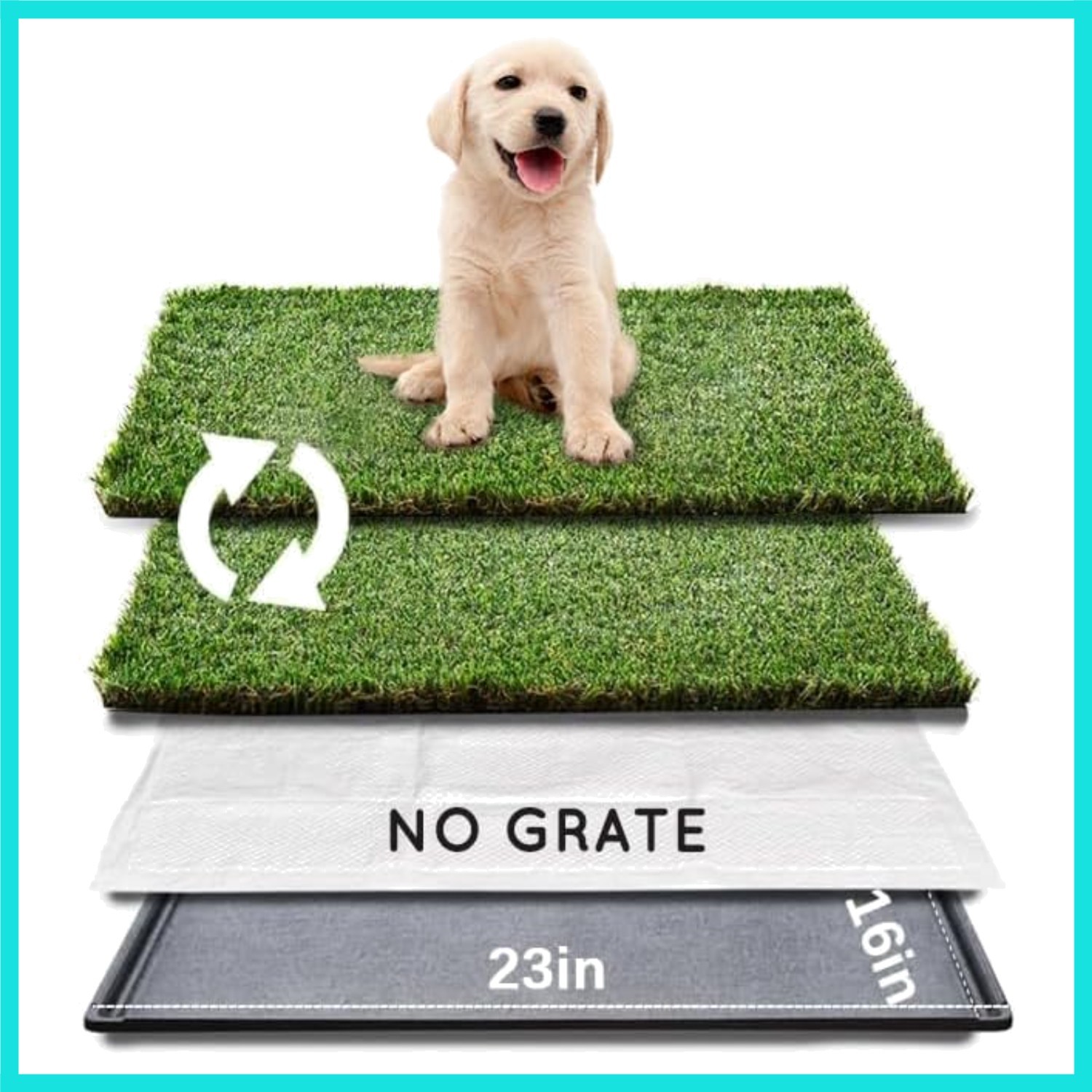 HQ4us Dog Grass Pad with Tray Small 23″ x 16″ Dog Litter Box Toilet for Puppy…