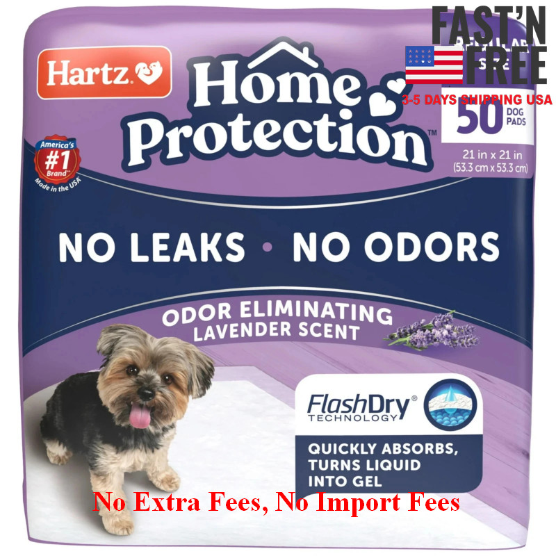 2P Hartz Home Protection Lavender Scent Odor-Eliminating Dog Pads, 21×21, 50ct