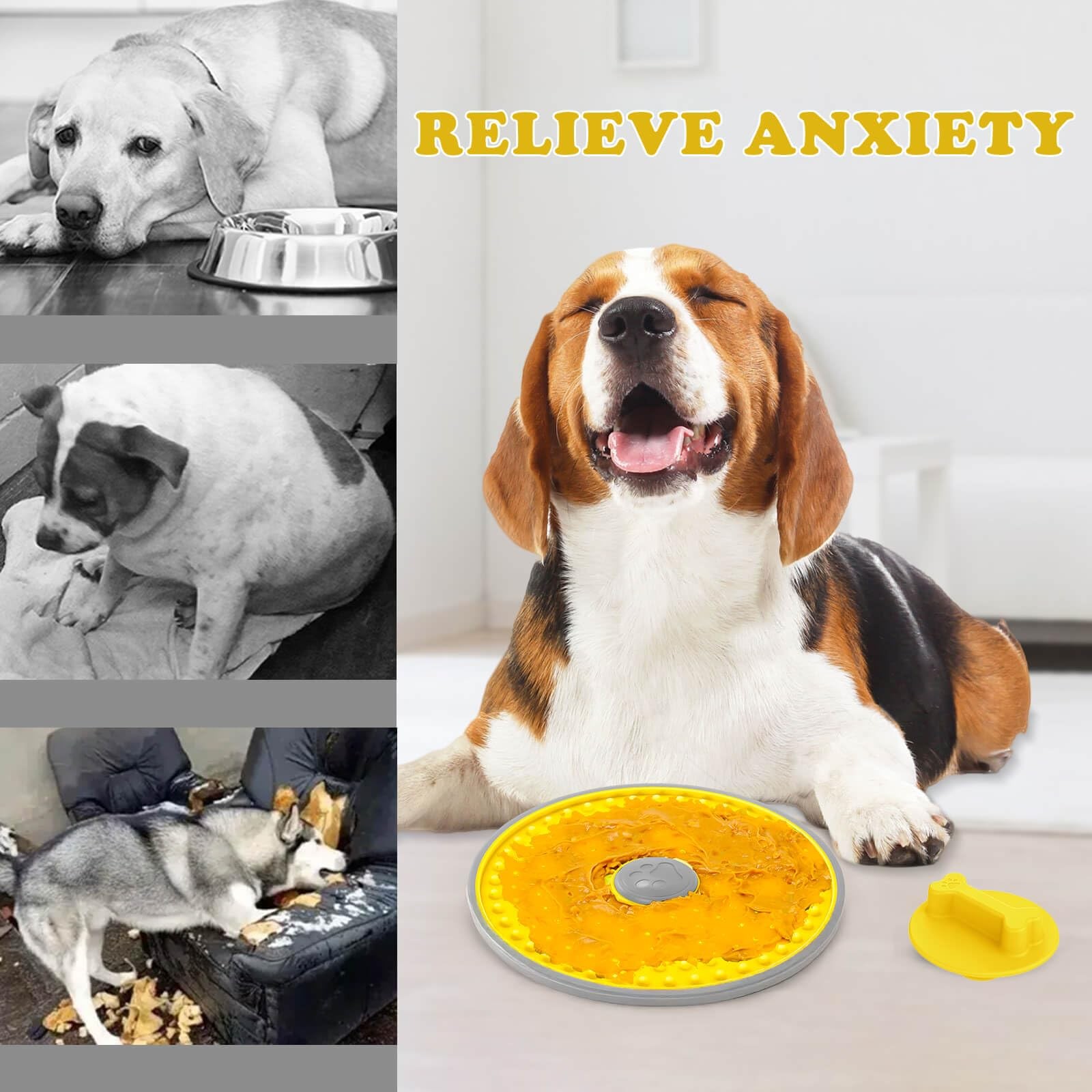 Lalolee Lick Mat for Dogs Crate, Dog Pads Slow Feeder, 1 pcs, Yellow