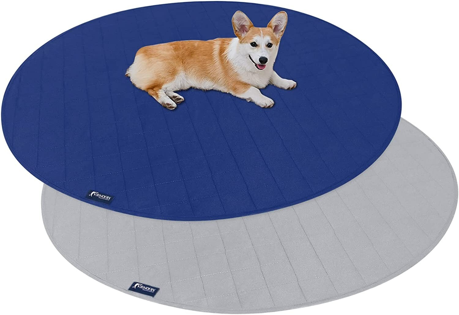 Washable Dog Pee Pads Reusable Quilted Non-Slip Whelping Pads 48″ Round 2 Pack