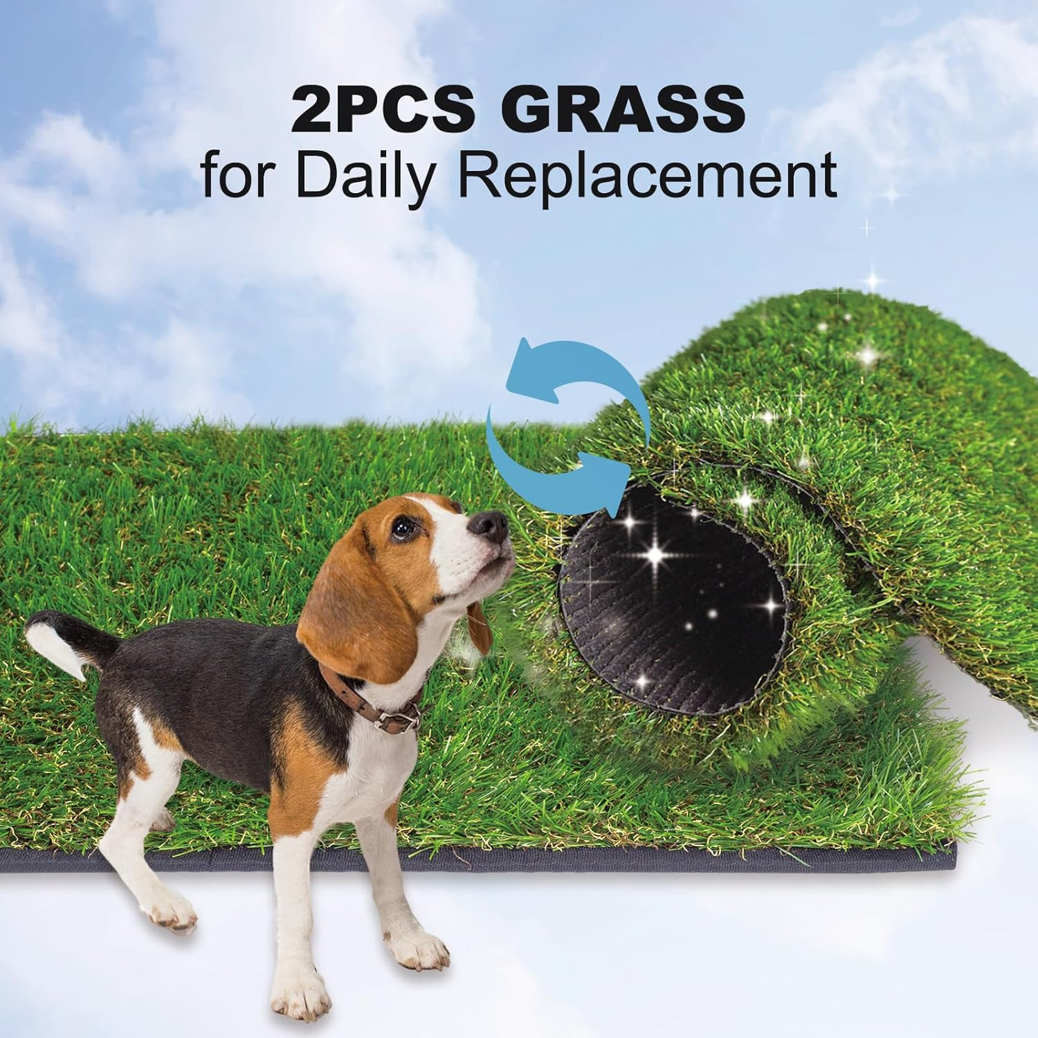 Hq4Us Dog Grass Pad with Tray Large 34”×23” Dog Litter Box Toilet with 2×Artific