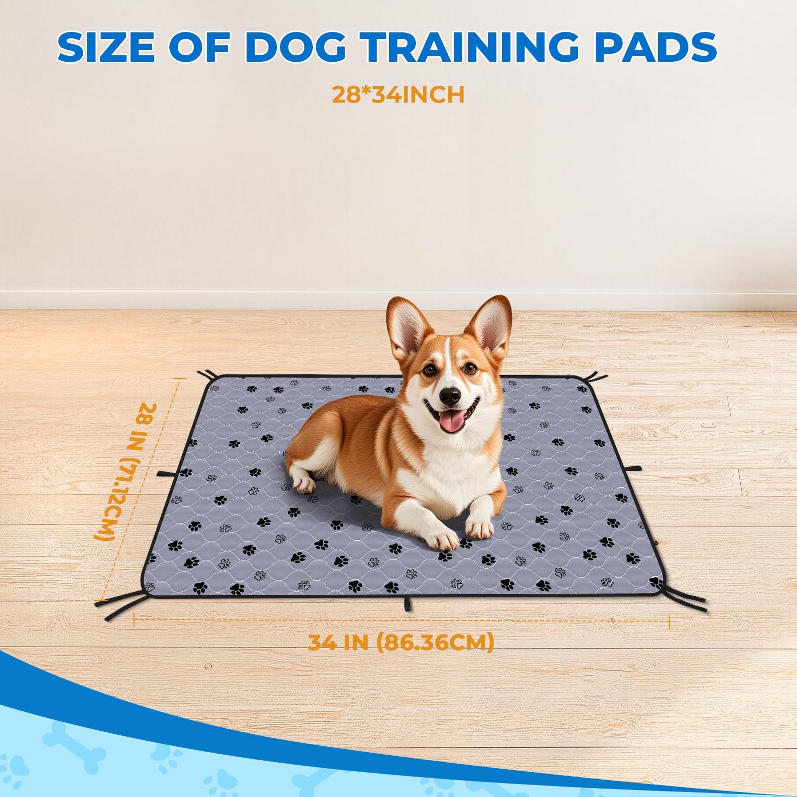 Non-Slip Washable Pee Pads for Dogs, 2 Pack Large Ultra-Absorbent and Leak-Proof