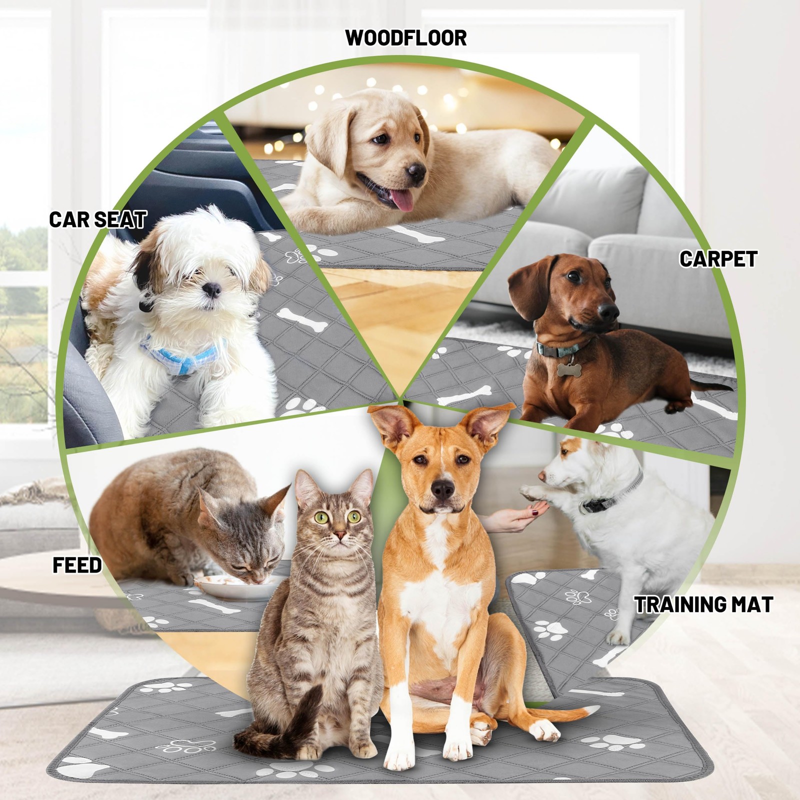 Washable Pee Pads for Dogs, 18” X 24″ Reusable Puppy Pads for Pet Training,2pck