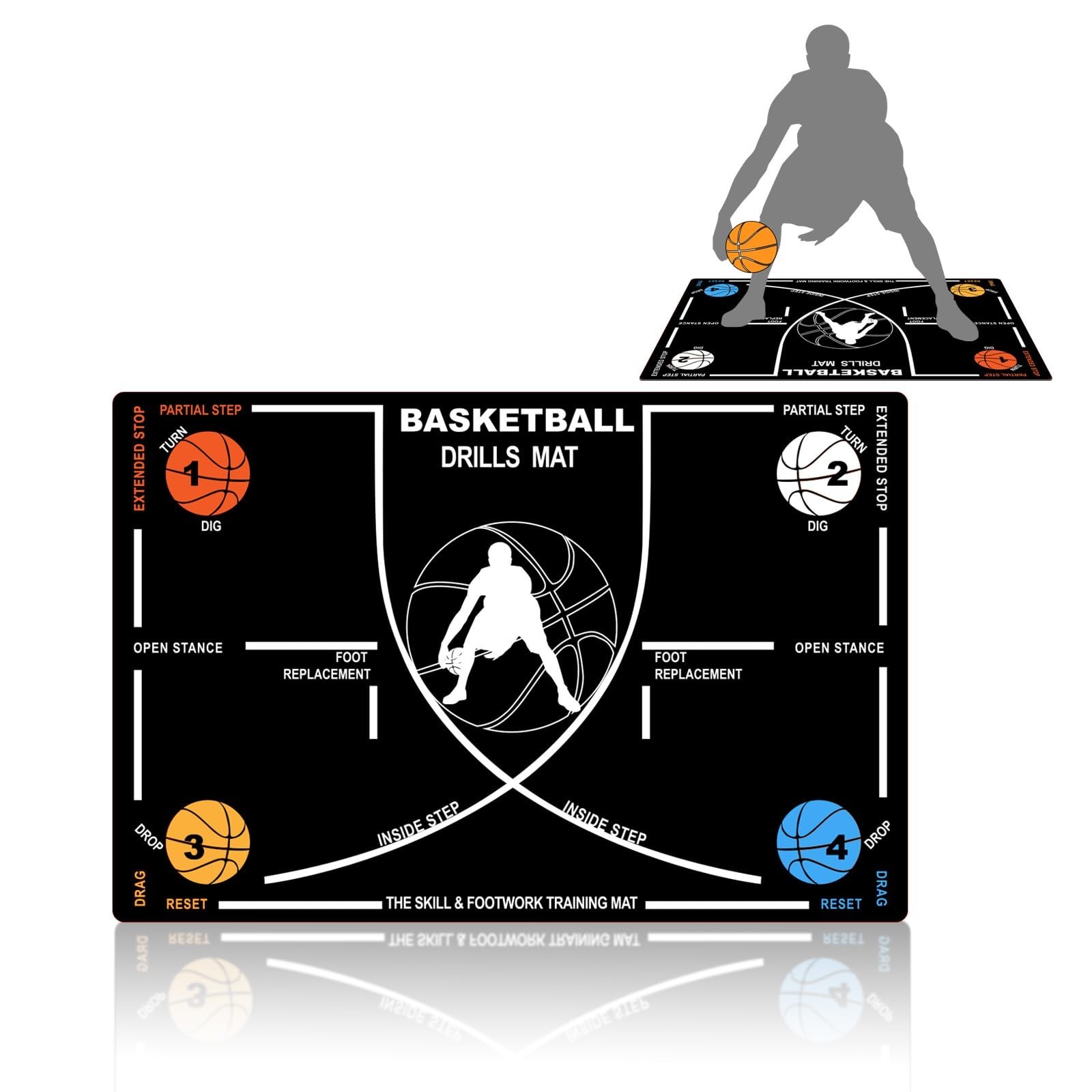 Portable Basketball Footwork Training Mat,31.5Inch X 47.2 Inch Agility Footst…