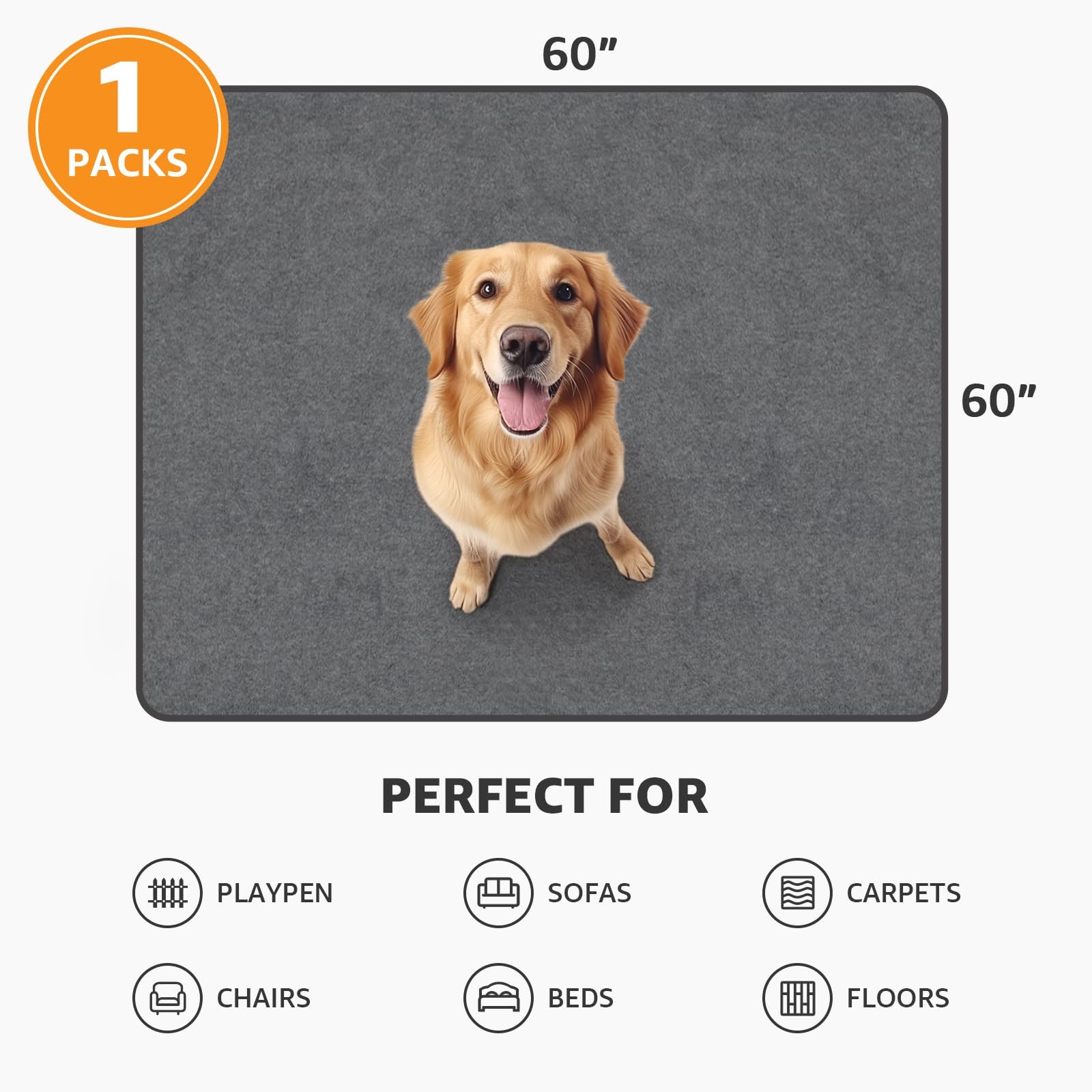 Washable Pee Pads for Dogs, 60×60 Reusable Whelping Pads, Absorb Dog Mats Non…