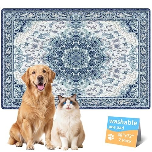 Washable Dog Pee Pads – Reusable Ultra-Absorbent Waterproof Training Mat, 2 Pack