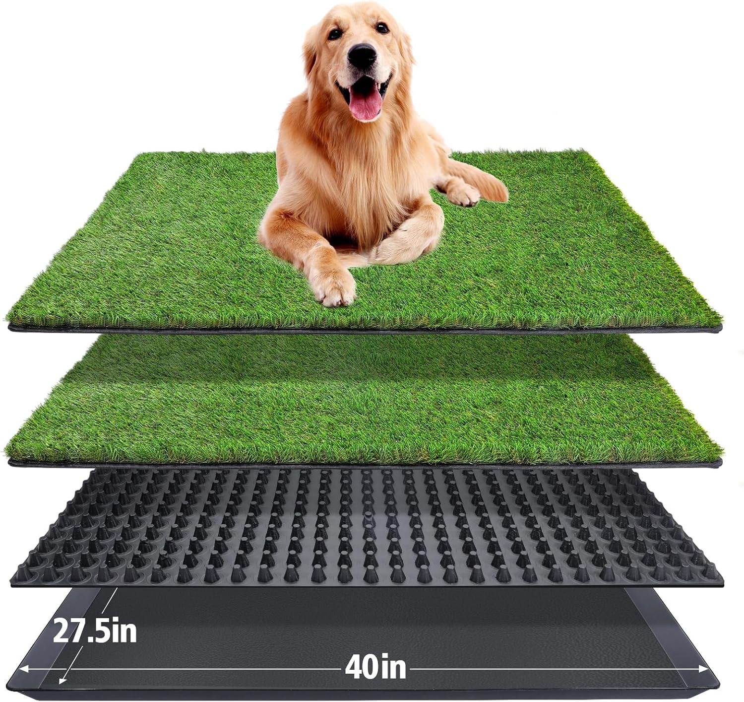 Dog Grass Pad with Tray,40”X27.5”Large Artificial Turf Grass Potty,Xl Reusable