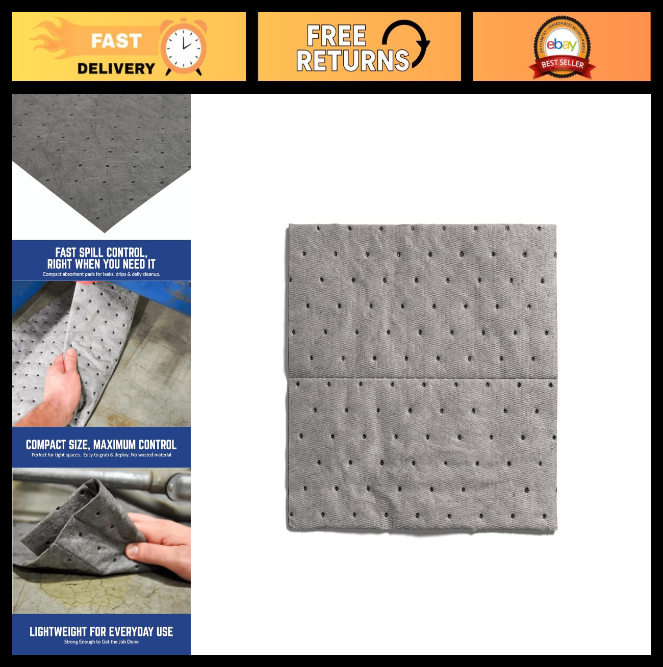 Universal Small Task Absorbent Pads 13″ x 10″ | 50 Count | Medium Duty | Fast Cl