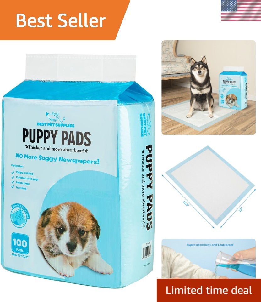 Baby Blue 100 Count Puppy Pads – Quick-Dry, Super Absorbent, Leak-Proof Design