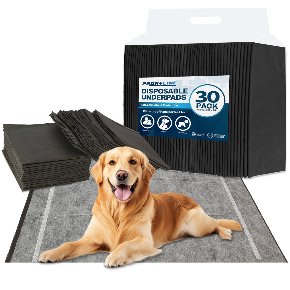 30 Pack XL Charcoal Odor-Control Dog Pee Pads 28″x34″, Disposable Puppy Training