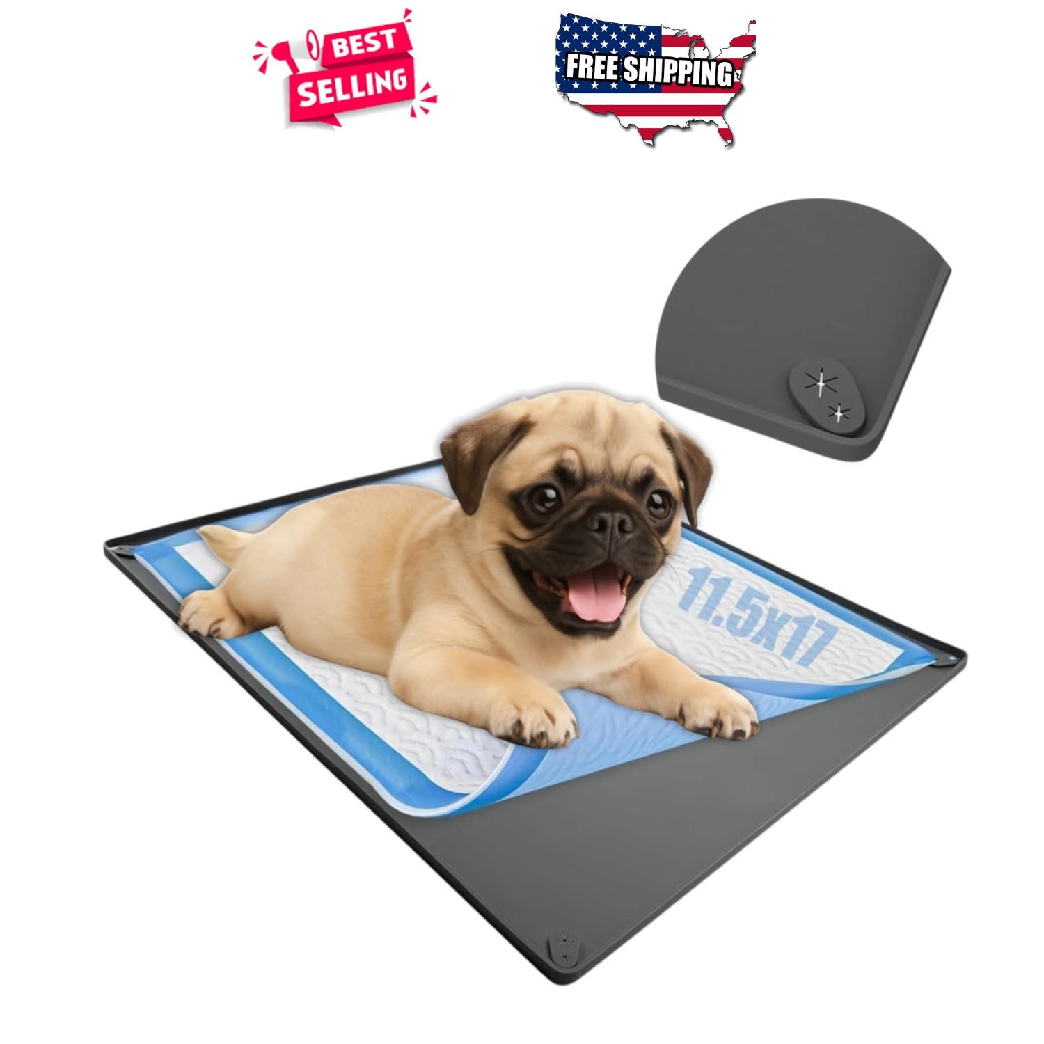 Dog Training Pad Holder Tray 17×11.5 Inch Non-Spill Raised Edge Floor Protection