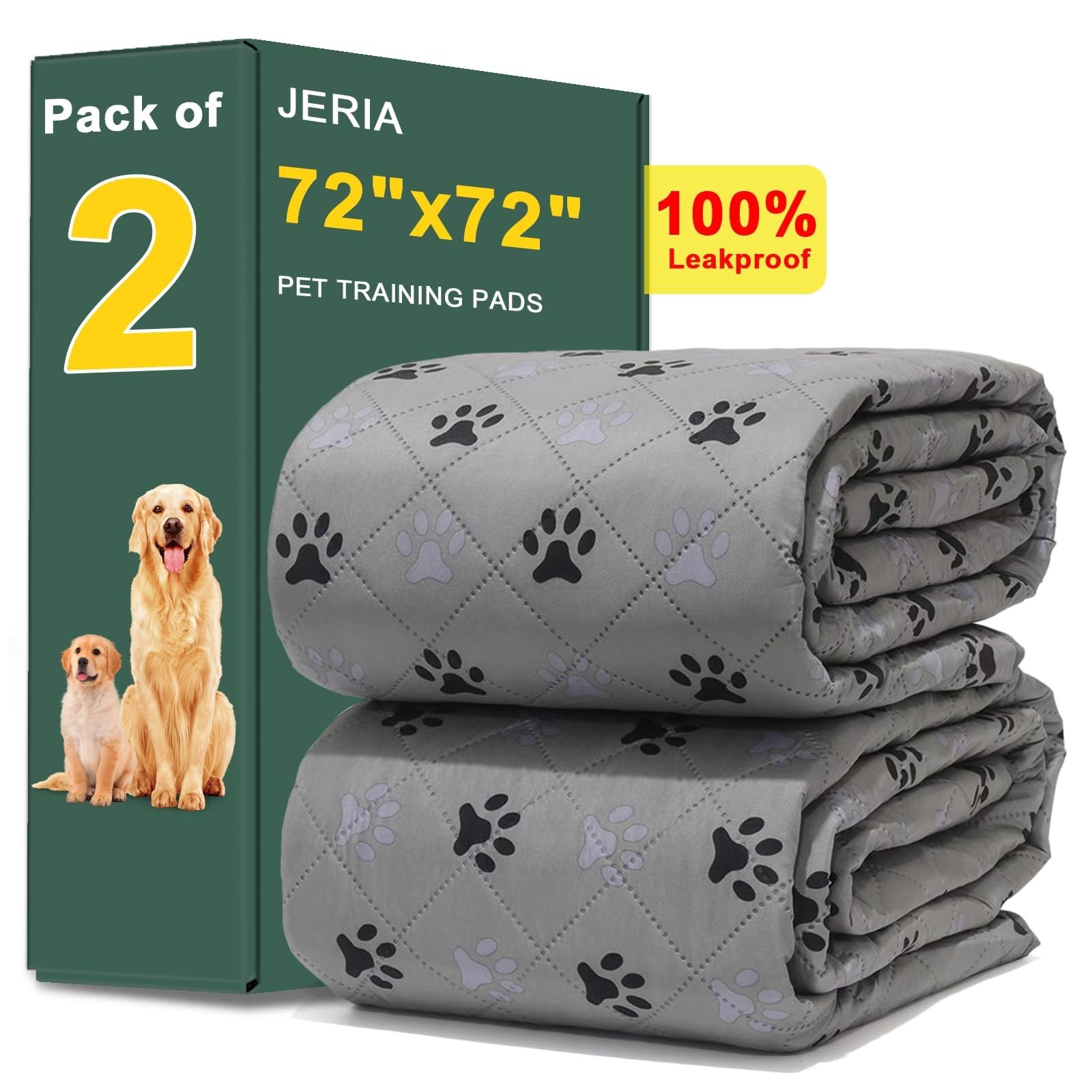 2 PCS 72×72 Inch Waterproof Non Slip Dog Pee Pad Washable Potty Training Mat