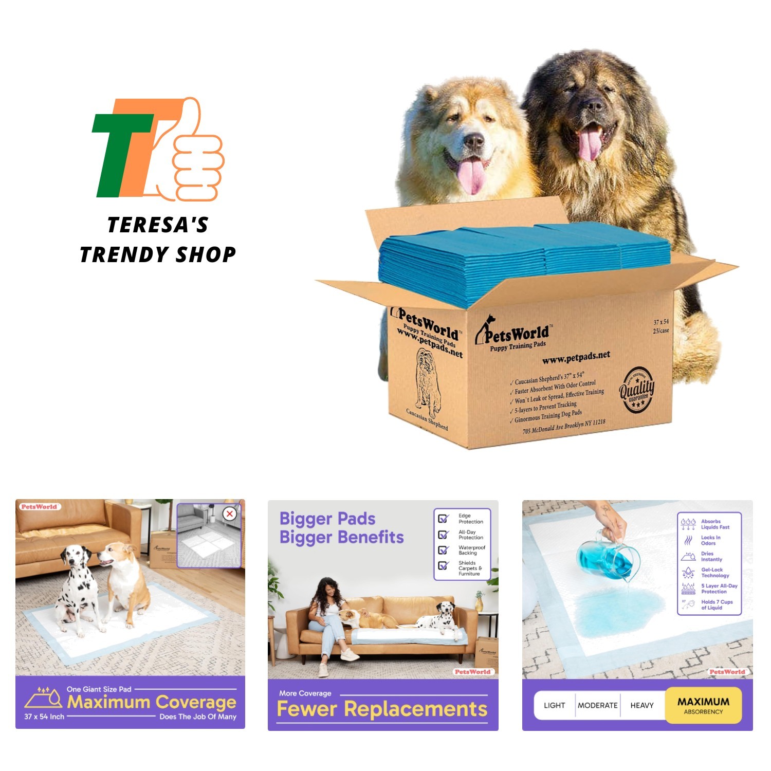 Enormous Dog Training & Potty Pads, 37×54 inch – Tear Resistant with Strong L…