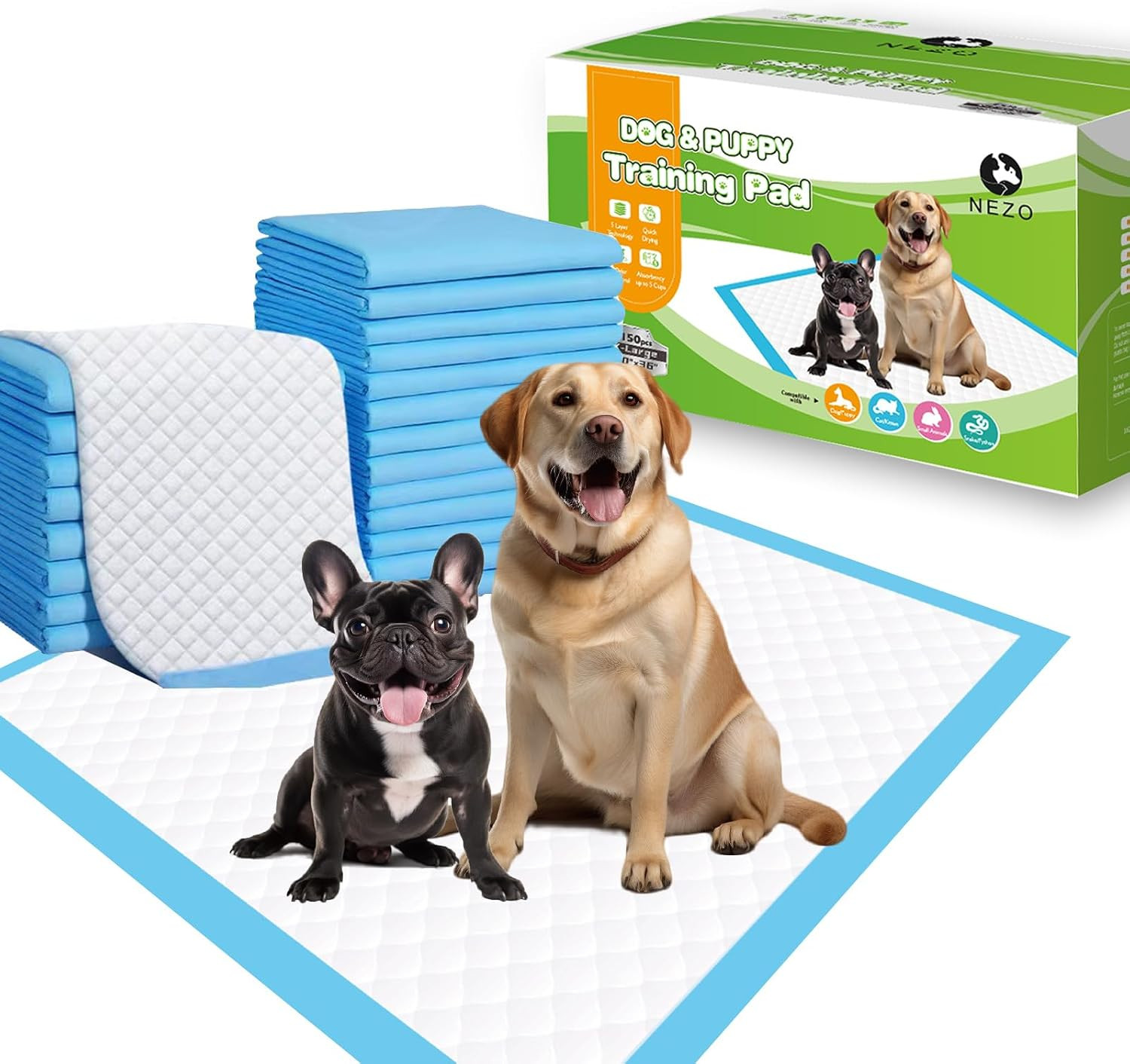 Dog and Puppy Pets Training Pads, X-Large 30X36 Inches 150 Count 5-Layer Pad, Al