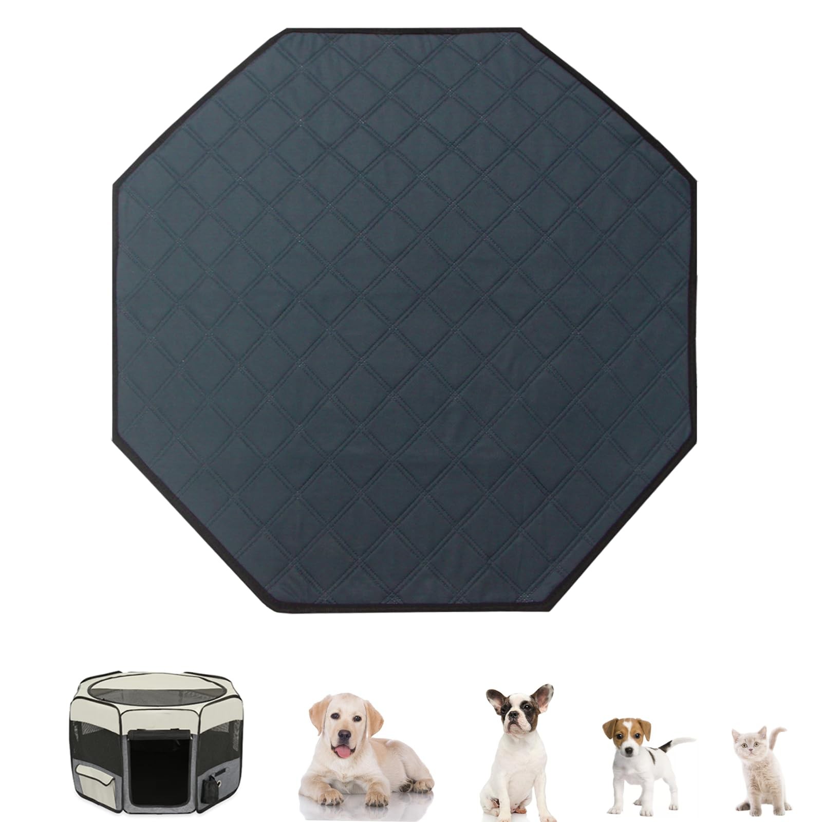 Zhilishu Dog Playpen Mat, Washable Pee Pad for Octagon Puppy 36′, Dark Grey