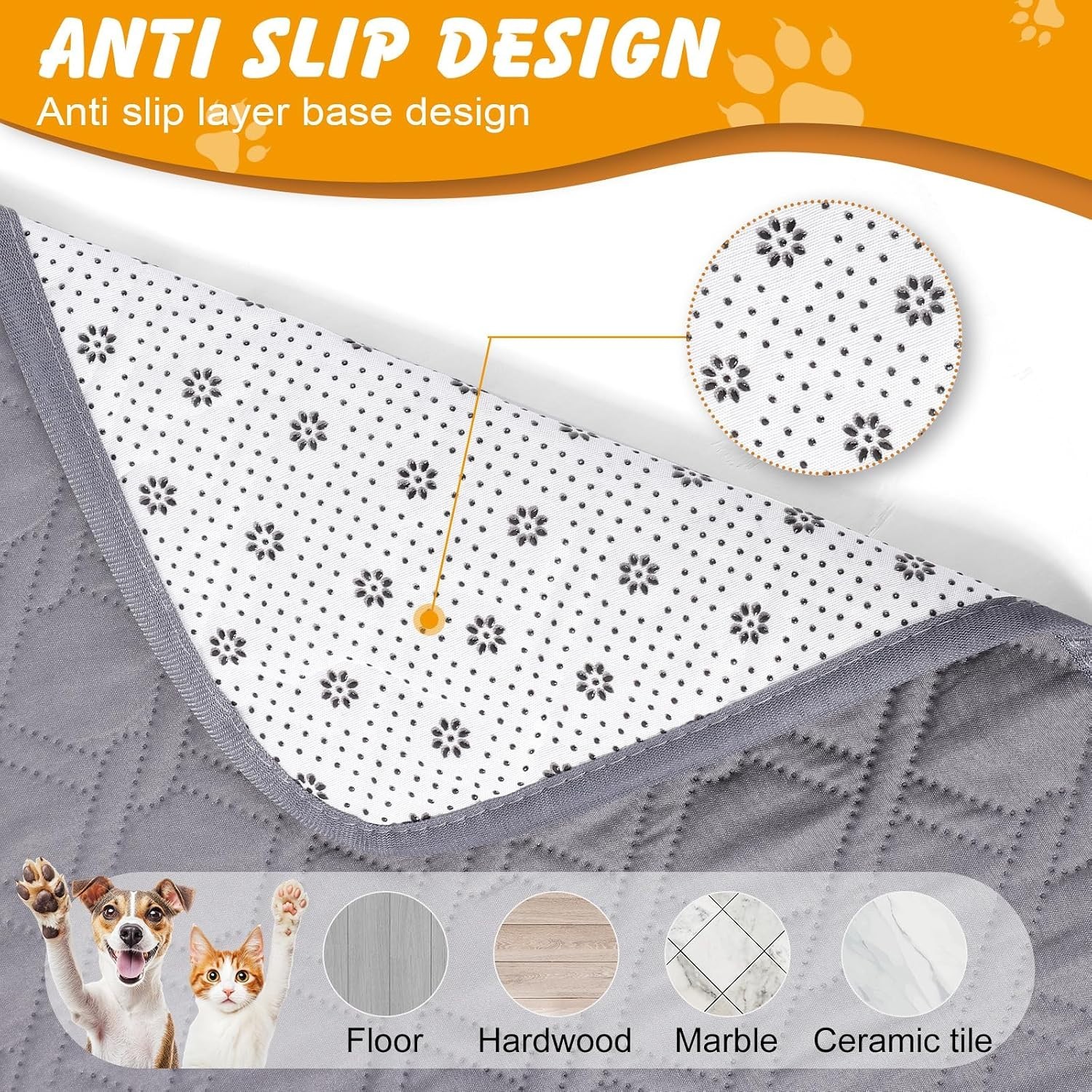 Soft & Breathable Washable Puppy Pads 2 Pack, 24×18 Non-Slip Design for Safety