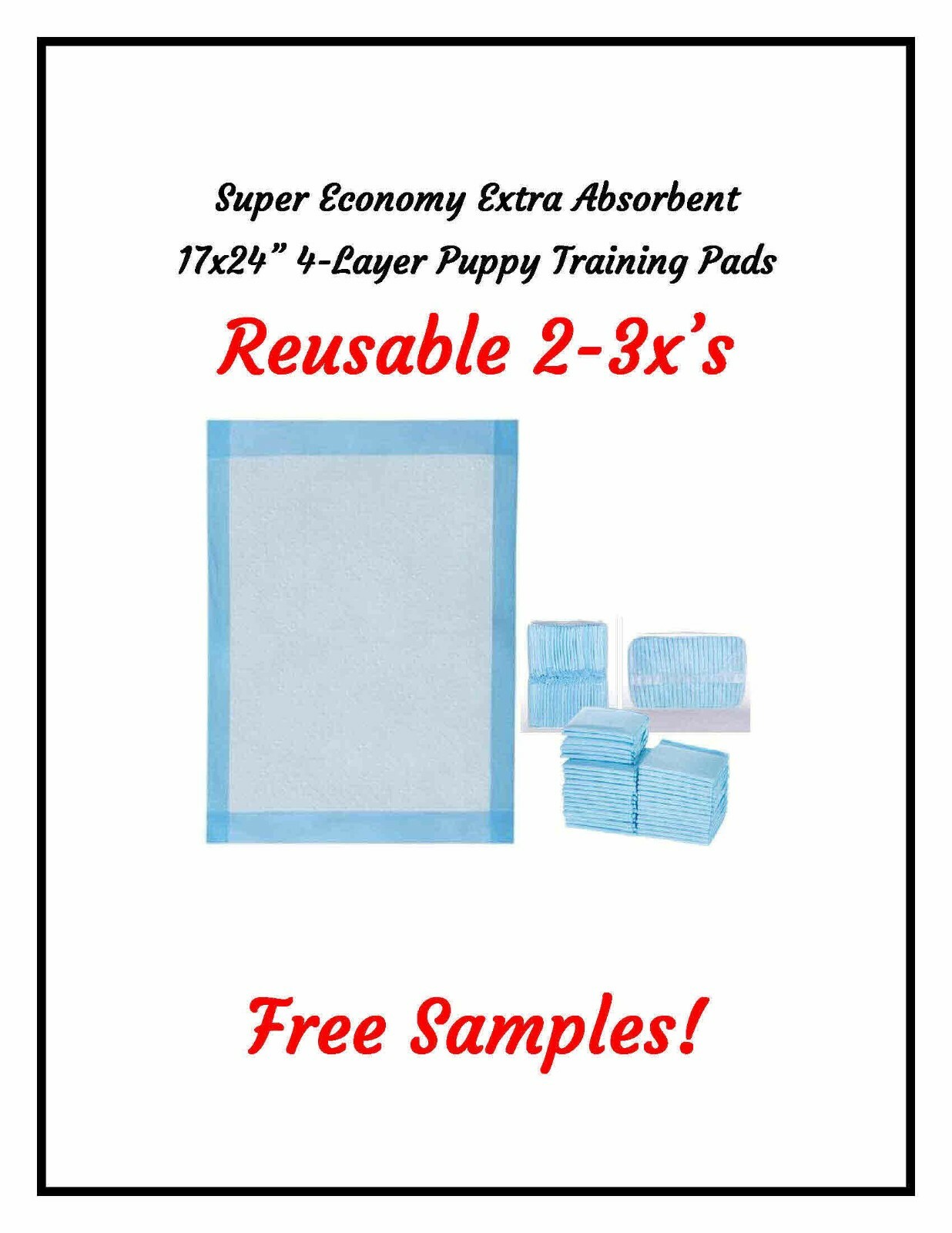17×24″ Super 4-Layer Econo Extra Absorbent Reusable 2-3x’s Puppy Training Pads