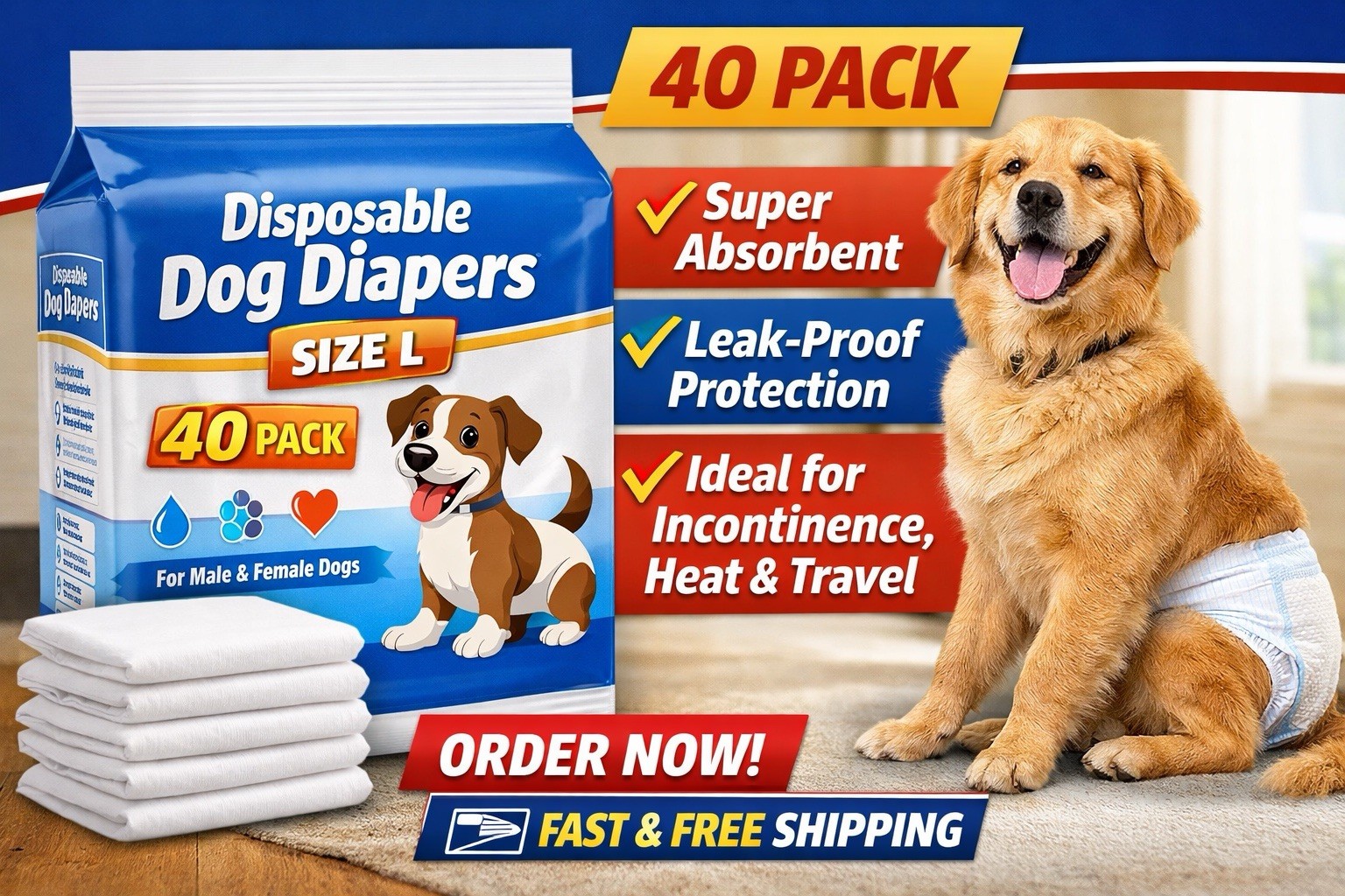40 Pet Pads for Dogs Scented Blue Training Underpad Wee Wee Pee Pad