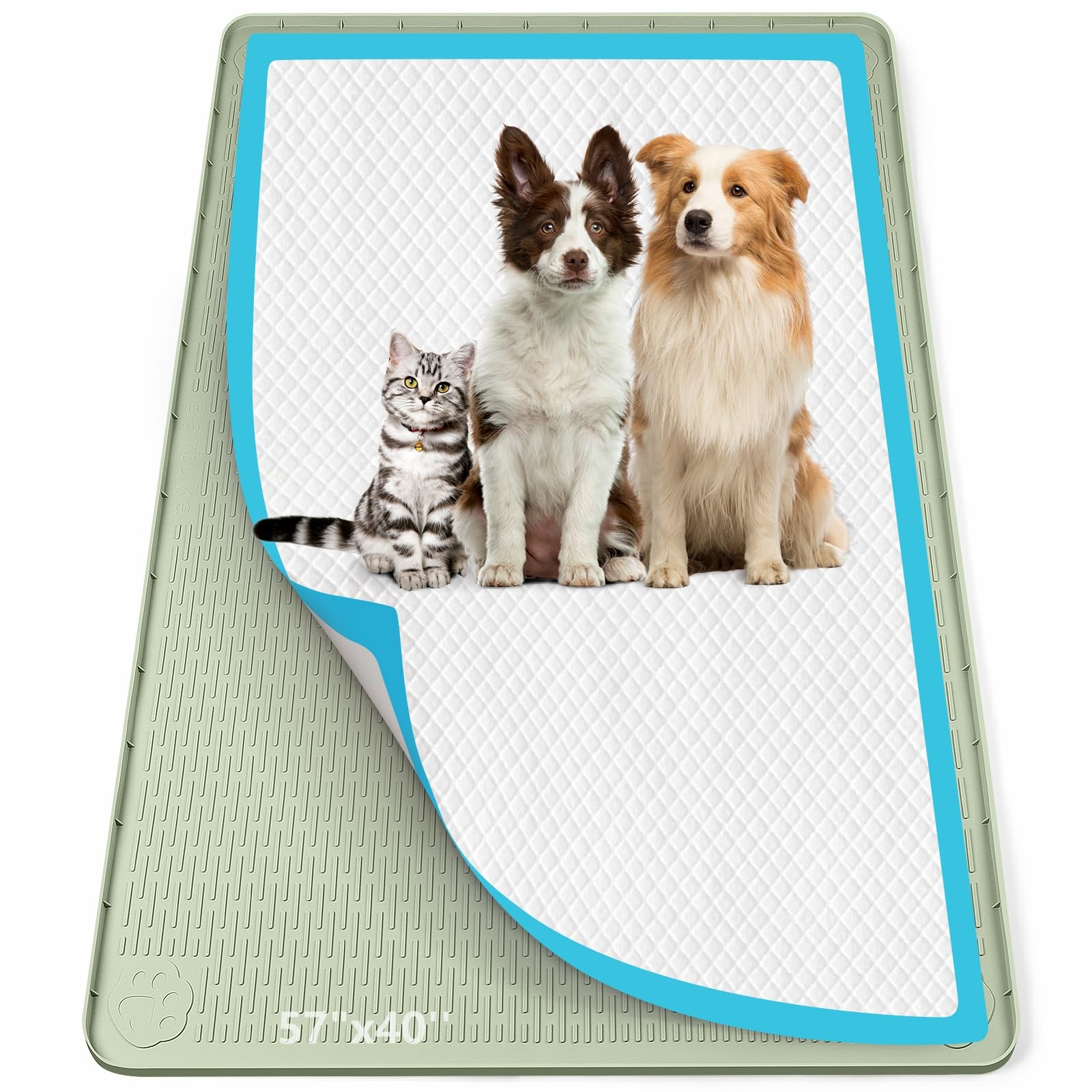 Pee Pad Holder for Dogs 57”x40” Silicone Puppy Pee Pad Tray, Green | Extra …