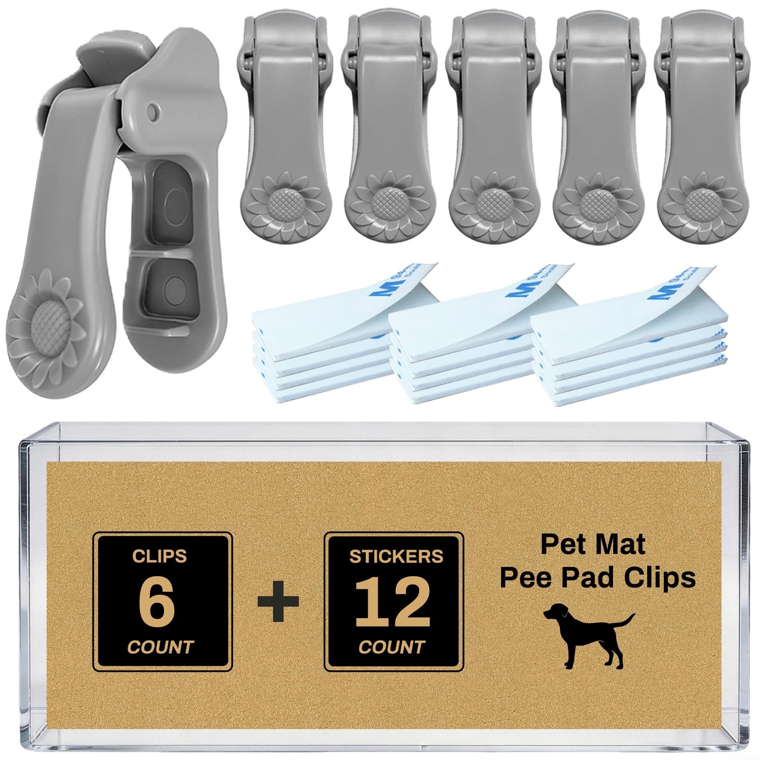AUFORPET Lockable Pee Pad Clips, with Adhesive Tape, for Indoor Wall Pads Sec…
