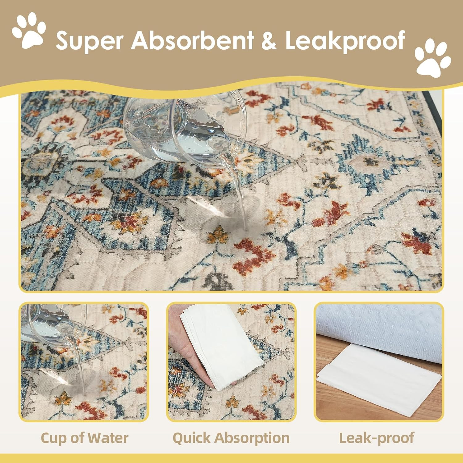 Washable Pee Pads for Dogs 2 Pack, 36″ X 24″ Reusable Puppy Pads Waterproof, Sup