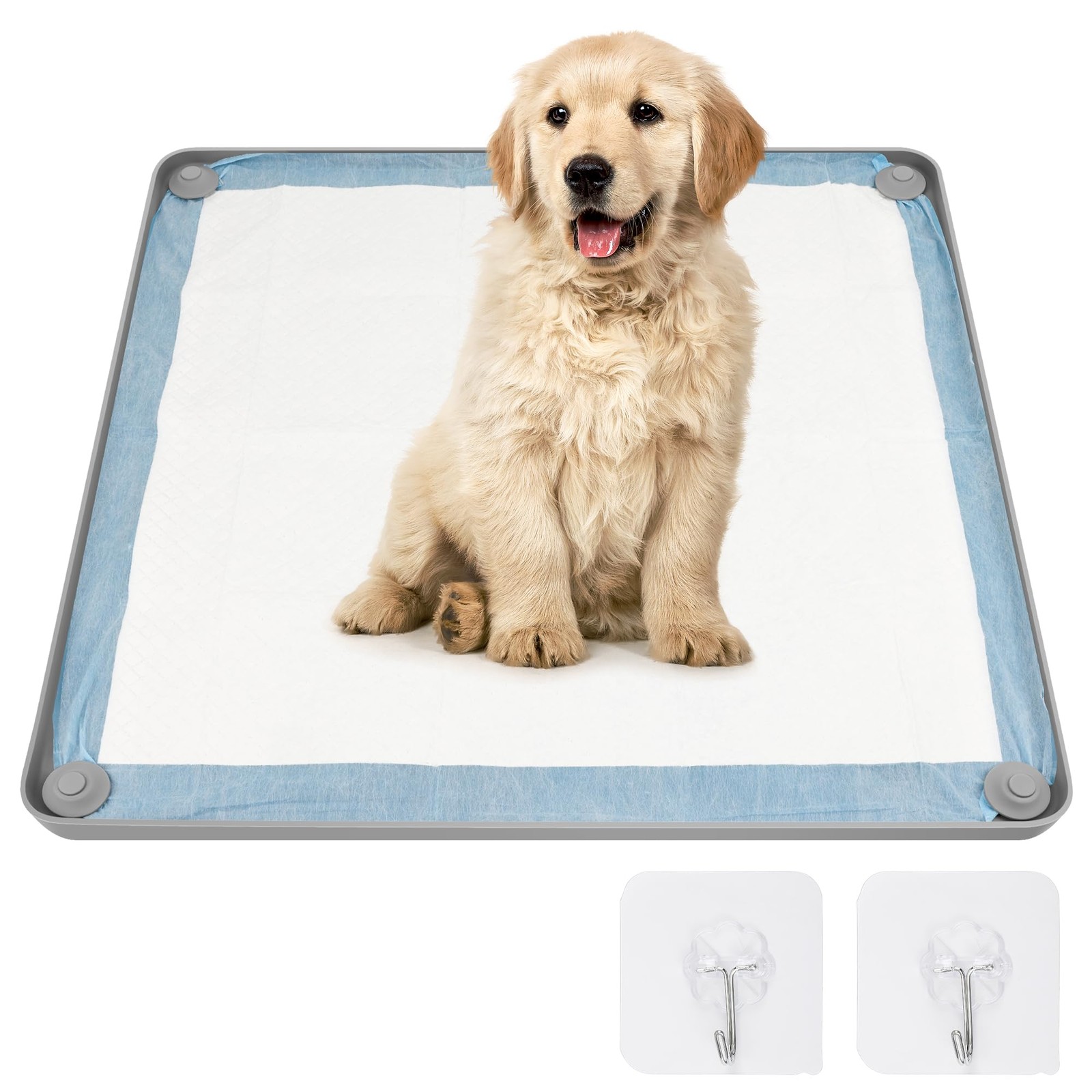 Silicone Dog Pee Pad Holder 24 x 24, No-Spill Raised Edge Potty Tray for grey