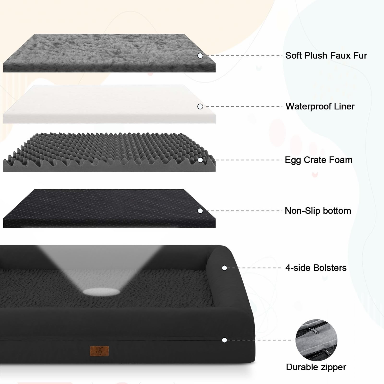 XLarge Waterproof Dog Bed for Extra Large Dogs, XL Dog Bed with Removable Was…