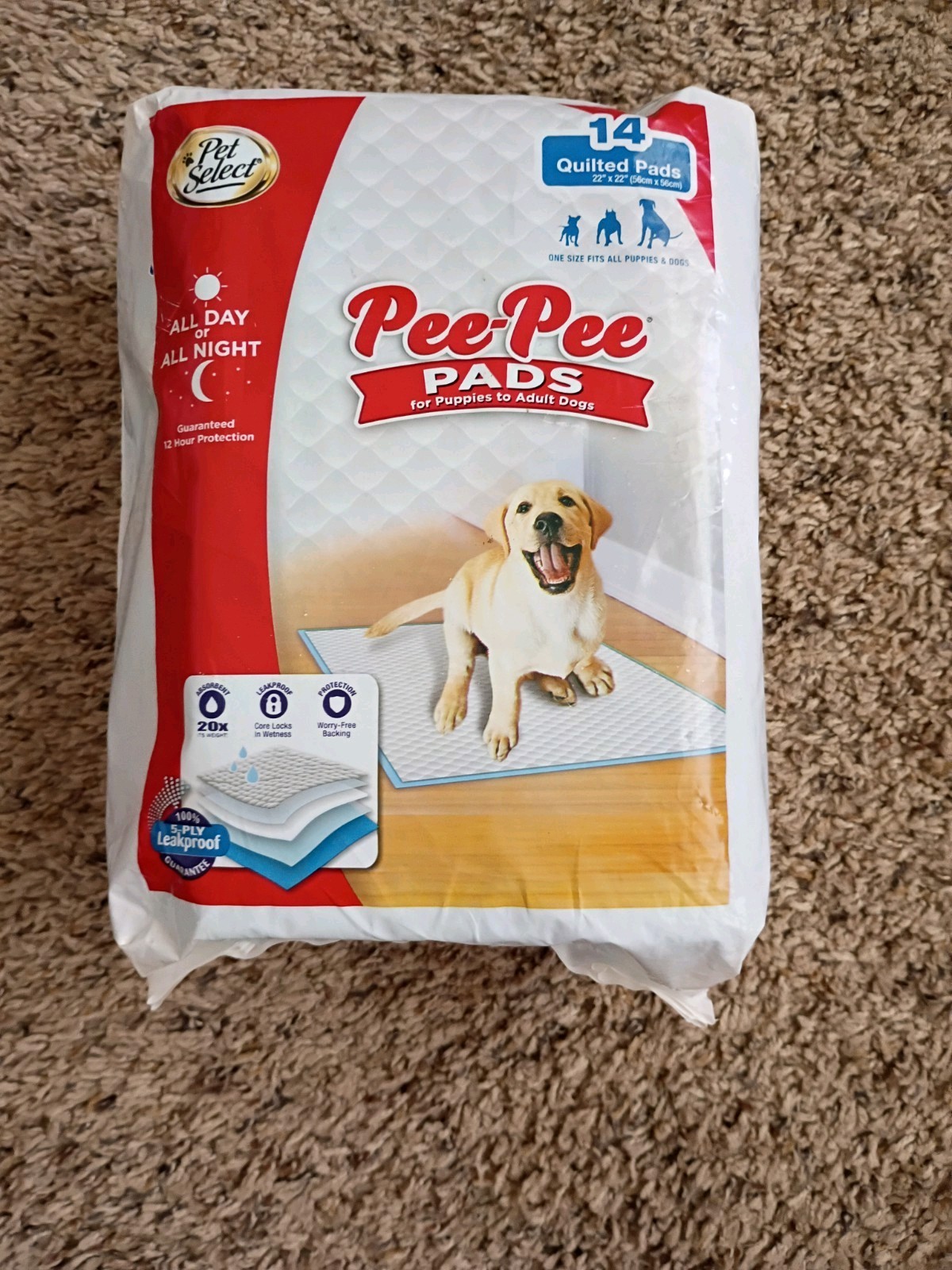NEW Dog Training Pads PET SELECT Pee-Pee Pads 14 Adult Dog 22×22