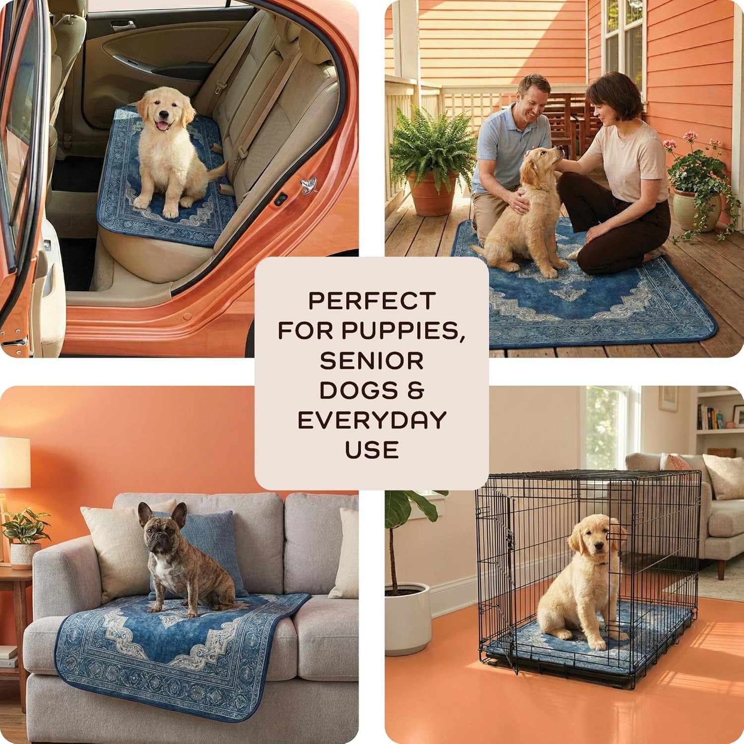 Washable Dog Pee Pads 2 Pack Reusable Puppy Training Mats Non-Slip Waterproof SM
