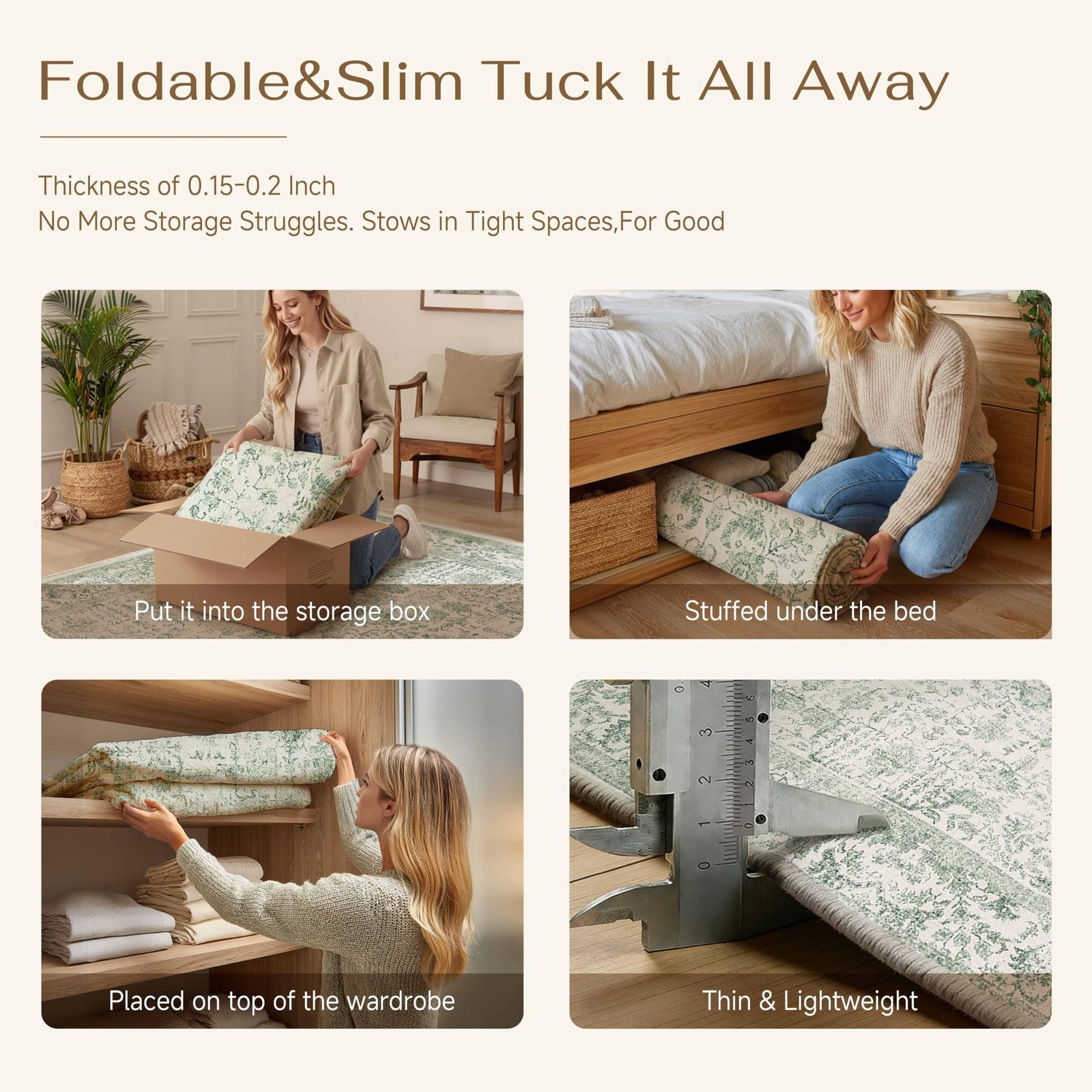 PureCozy Sage Green Area Rug 5×7 Vintage Floral Farmhouse | Washable, Non Sli…