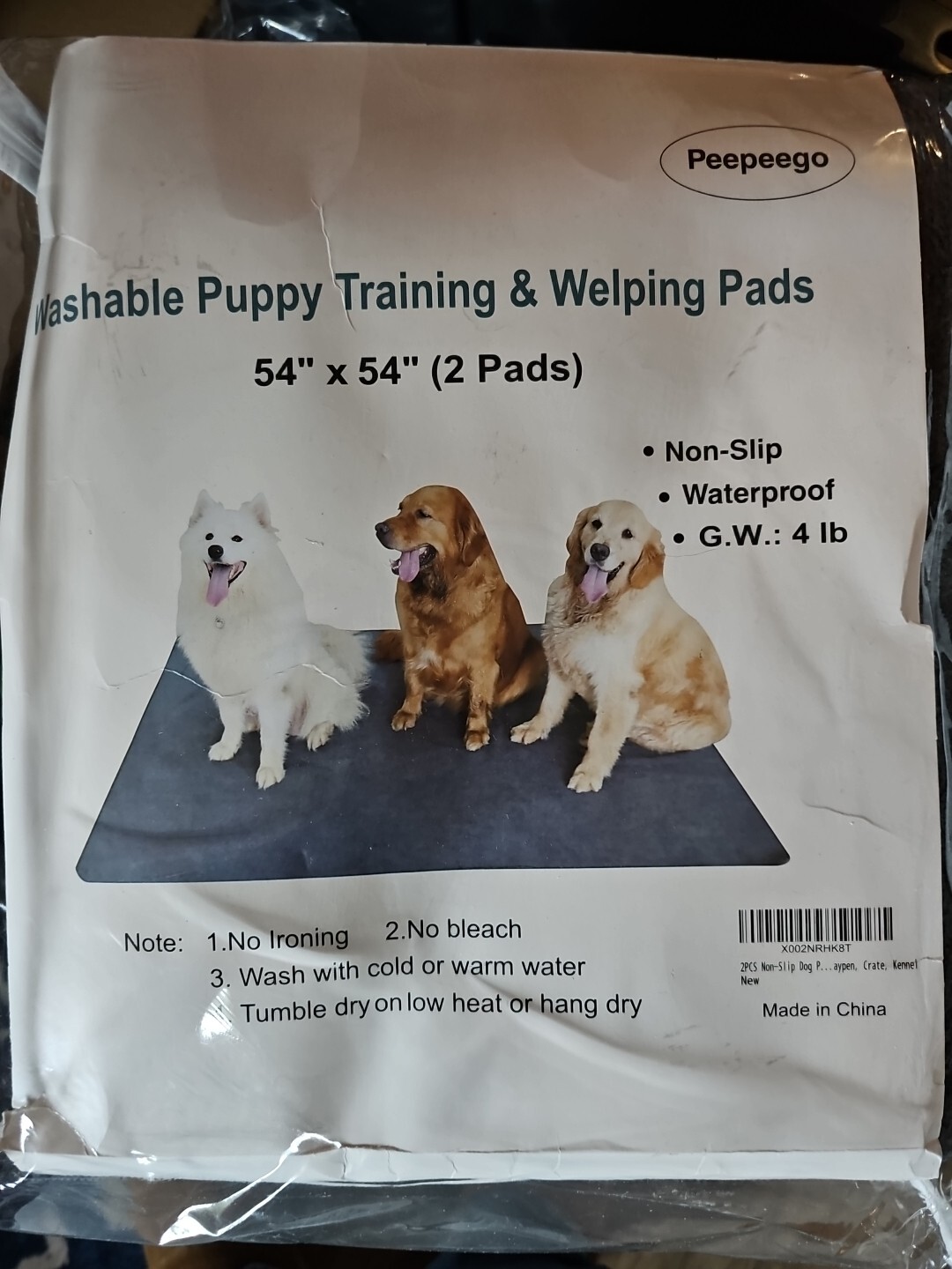 Peepeego Washable Puppy Dog Training & Welping Pad Non-Slip Waterproof 54”x 54”