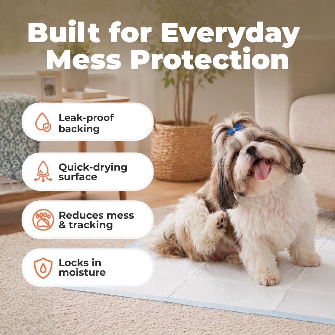 Odor Control 300 Count Puppy Pads – Super Absorbent, Leakproof for Indoor Use
