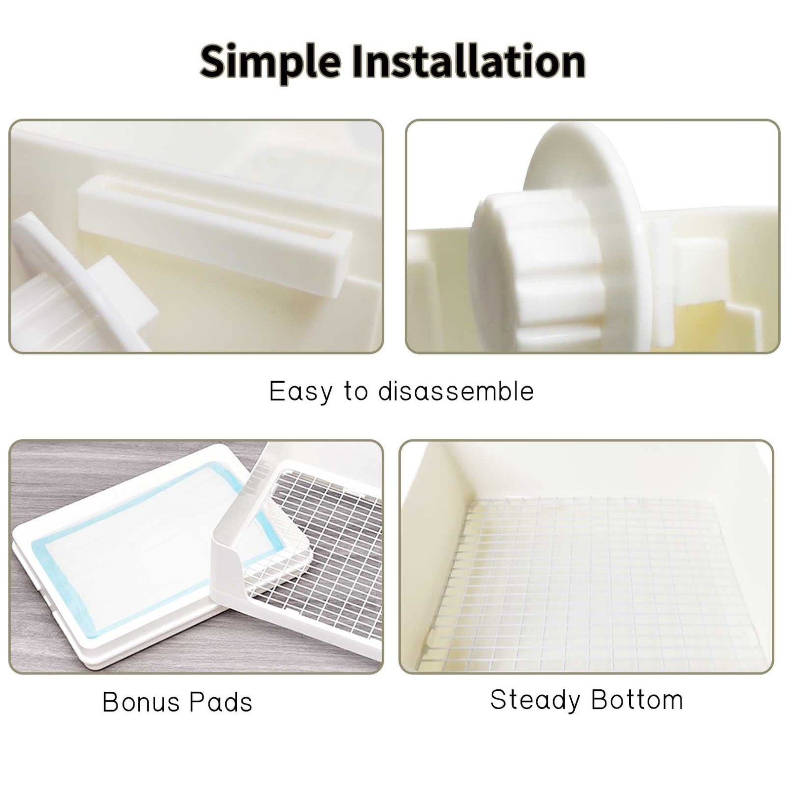 Fhiny Large Rabbit Litter Box for Cage, Plastic Guinea Pig Ltter Pan with 6 P…