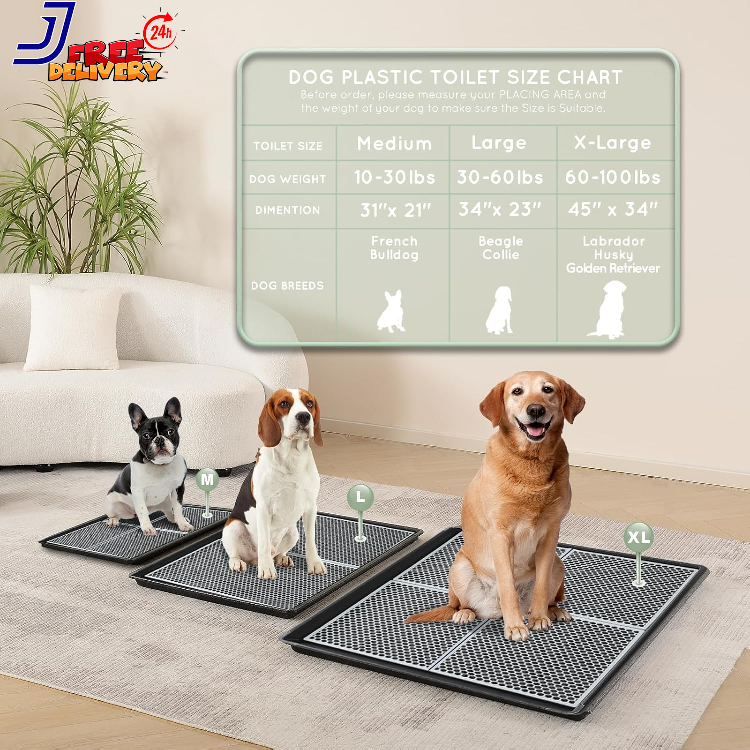 Hq4Us Dog Pee Pad Holder Tray with Grate 45”×34” Large Dog Litter Box Toilet