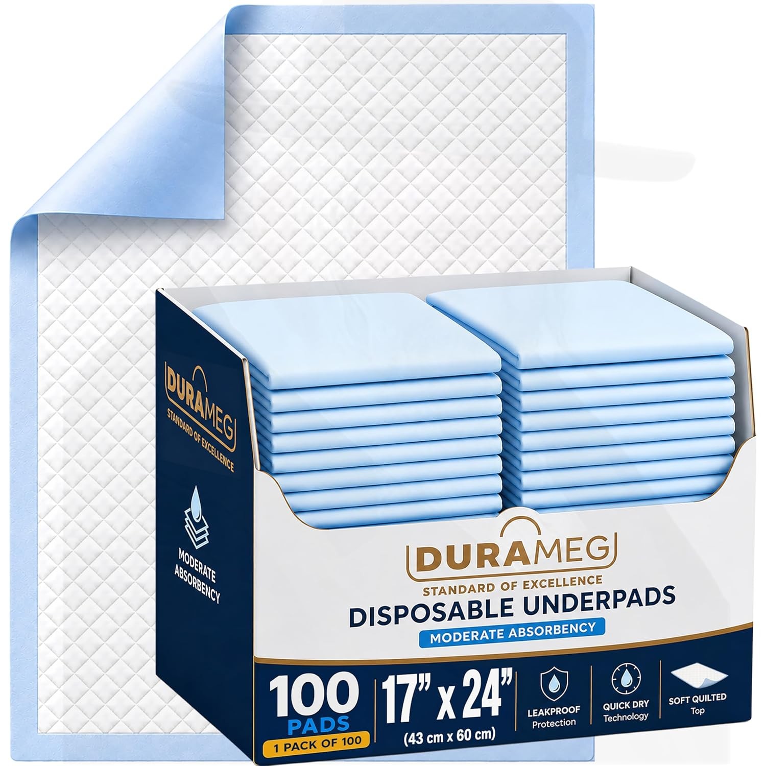 100 Pack 17×24 Inch Disposable Absorbent Underpads