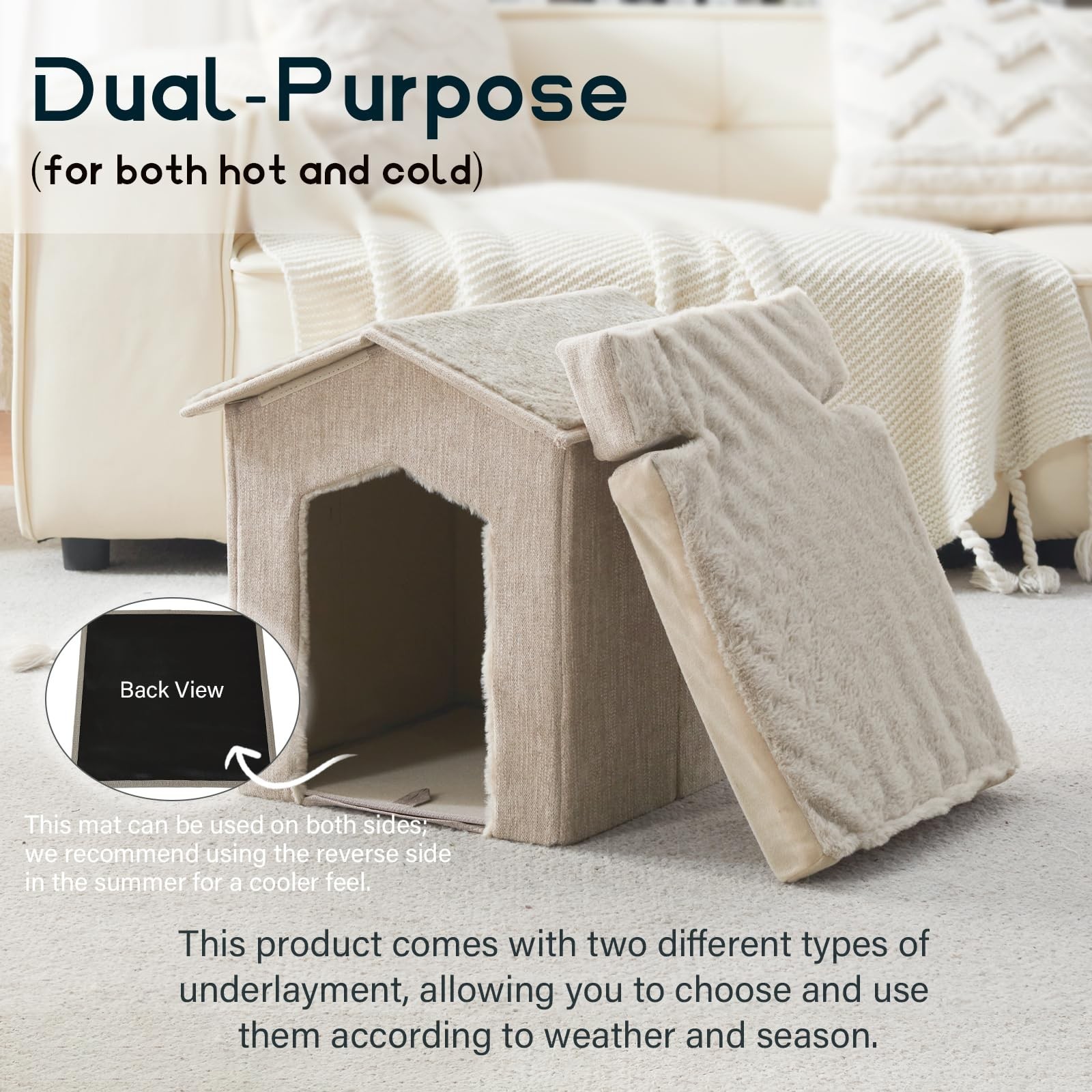 Cat Beds for Indoor Cats,Cat Houses,Cat Cave with Orthopedic Cushion,Foldable…