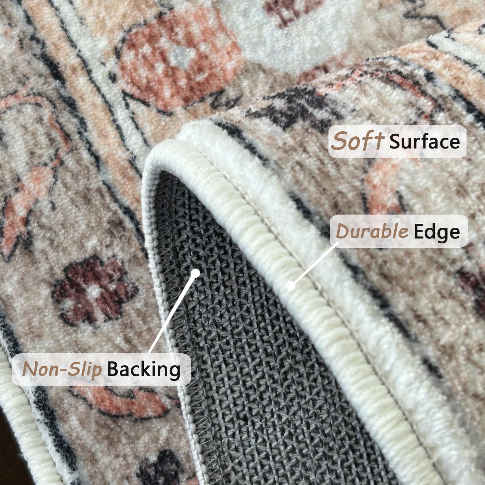 Area Rug for Living Room 3×5,Large Machine Washable Vintage Oriental Soft Car…