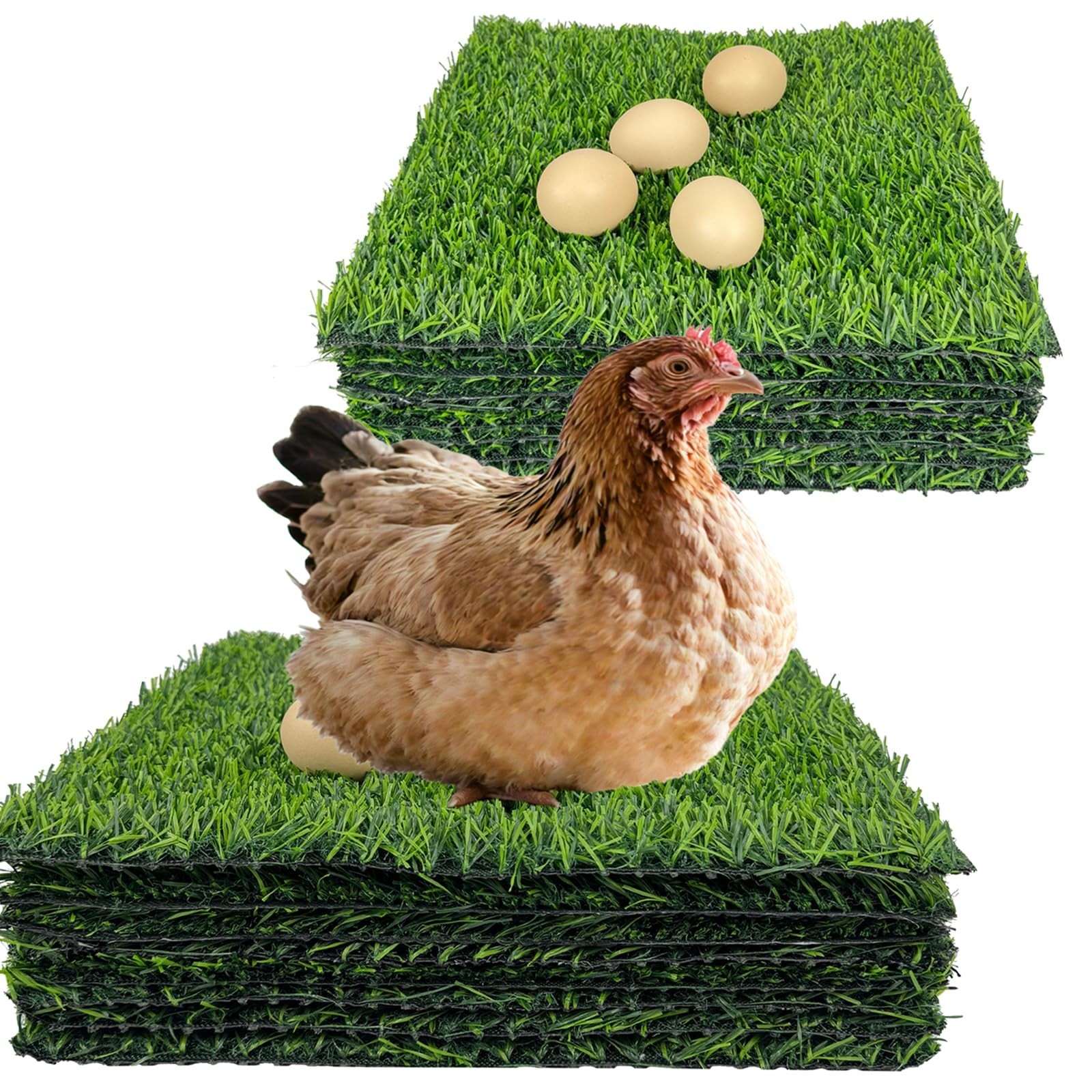 12 Pack Chicken Nesting Pads for Chicken Coop, 12″x12″ Reusable Plastic Artif…