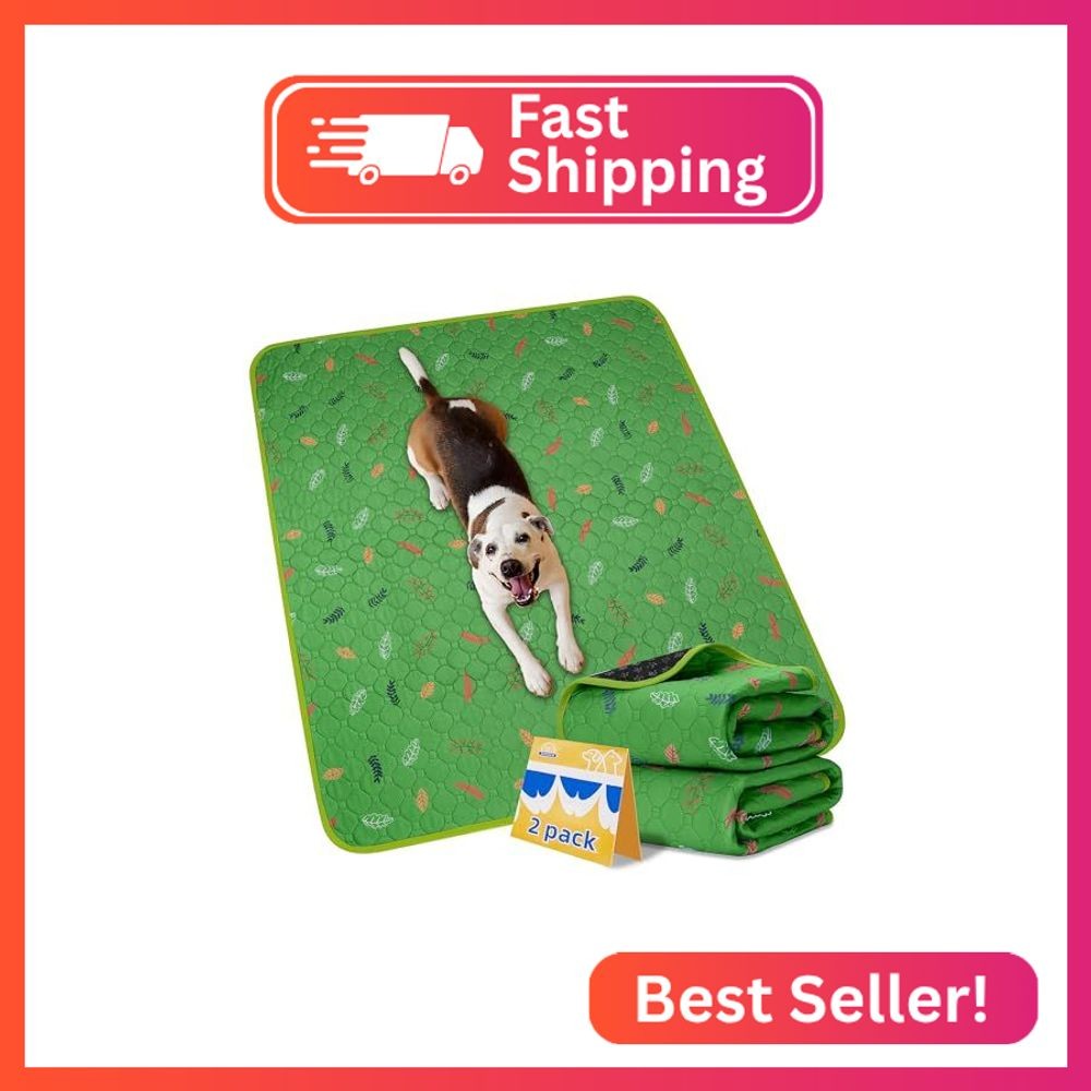 Sunheir Washable Pee Pads for Dogs Large 48″ x 48″ 2-Pack Reusable Puppy Pads Pe