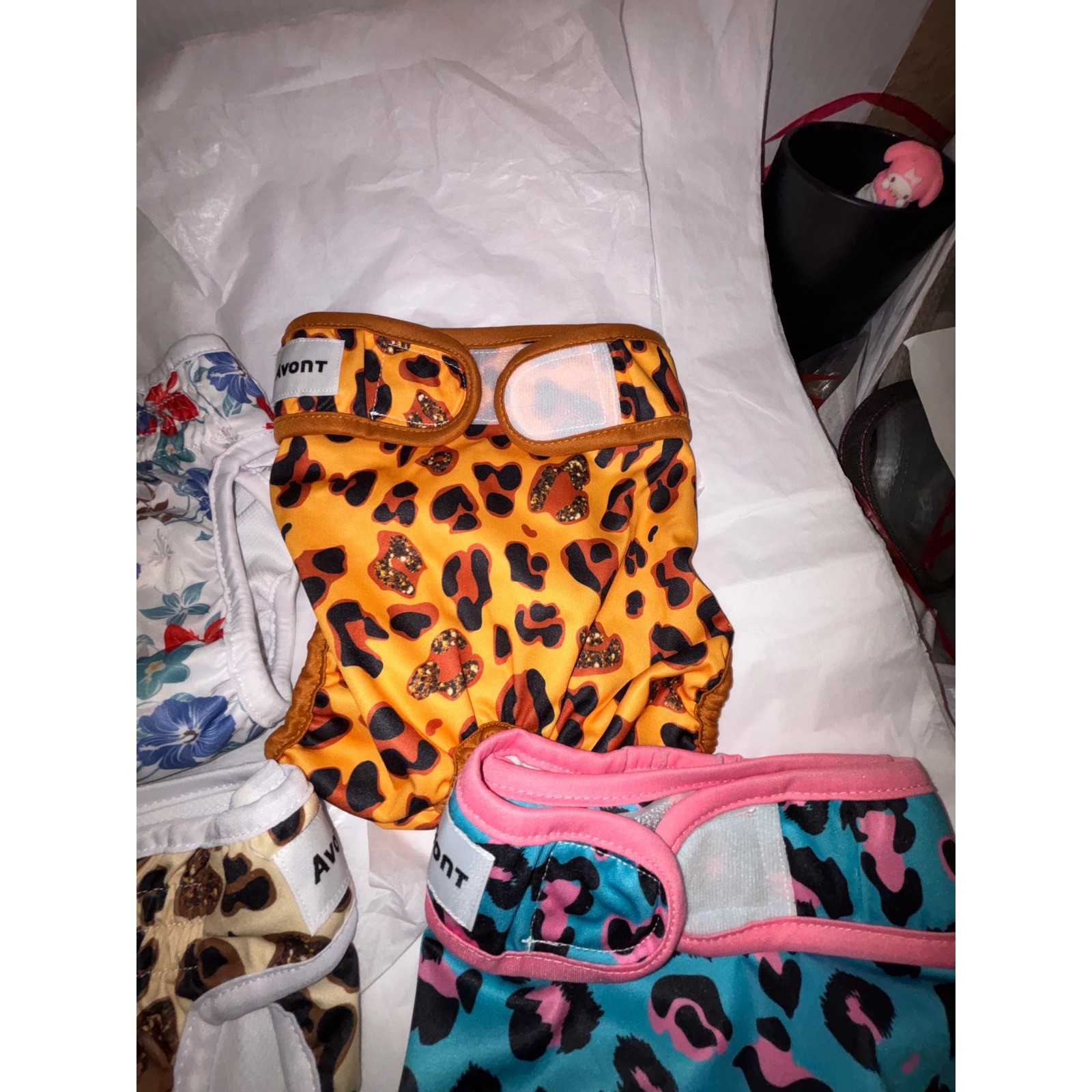 Avont Dog Cloth Diapers Reusable Washable Leopard Floral Lot of 4 lg/M size