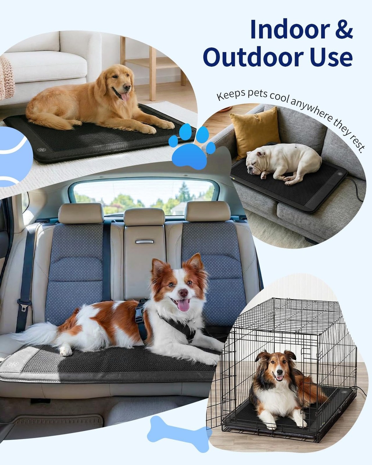 Electric Dog Cooling Mat, 30″x24″ Pet Cooling Mat Indoor with Fan for Dogs an…