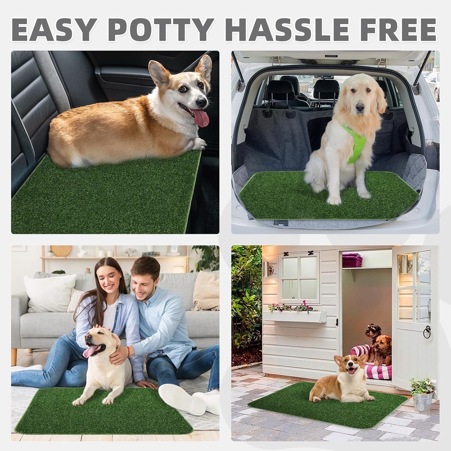 Dog Grass Pad with Washable Pee Pads for Puppy Potty Tray,20″*25″ Soft Artifi…