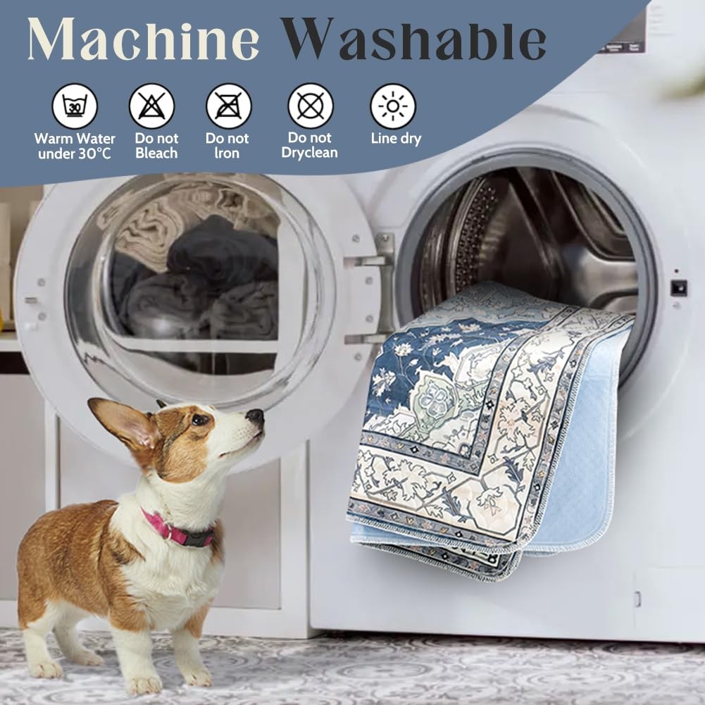 Washable Reusable Dog Training Pads 36×36 Navy Ecru 2 Pack Puppy Pee Pads