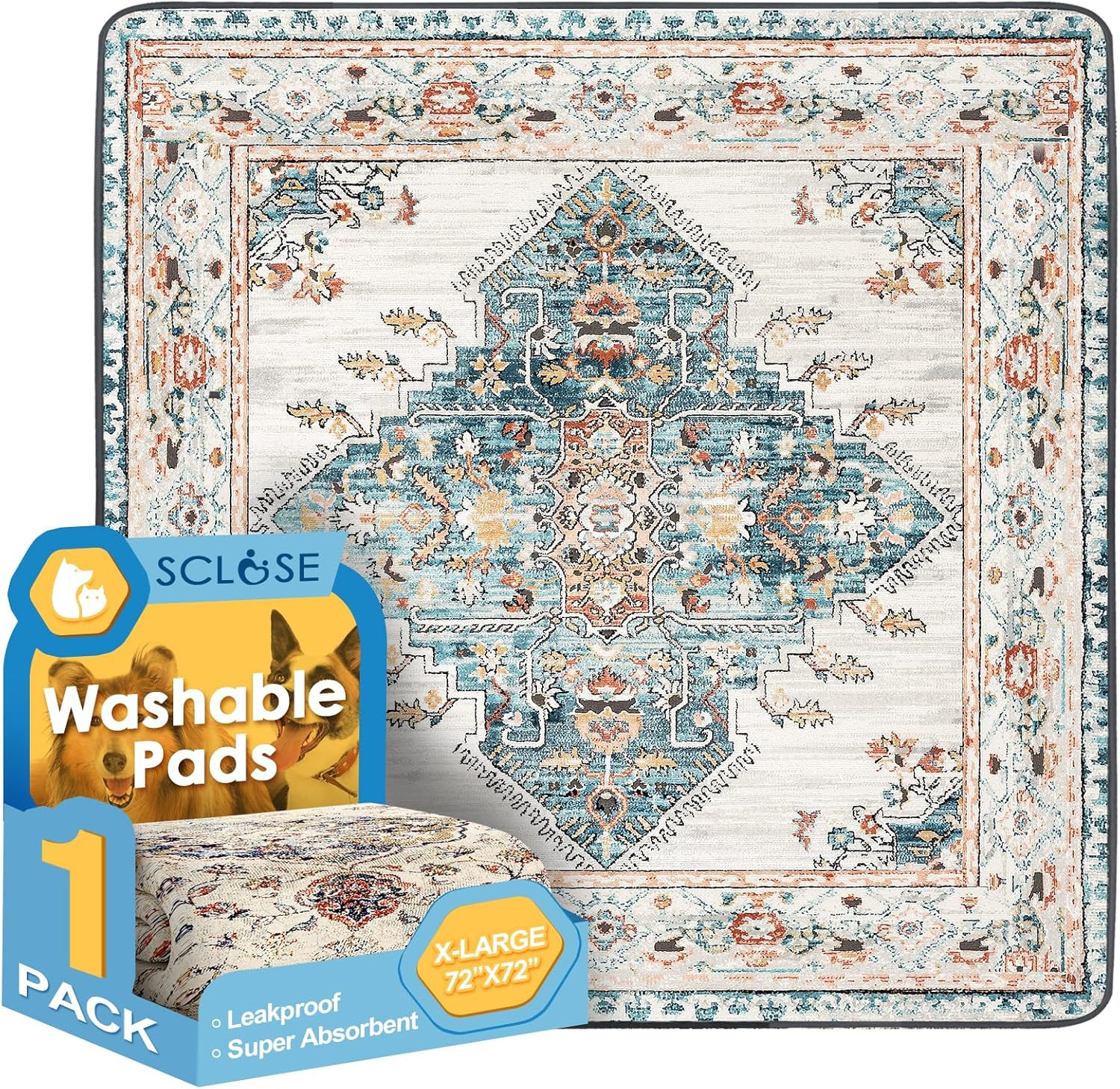 Washable Pee Pad for Dogs Extra Large, 72″ X 72″ Reusable Puppy Pads Waterproof