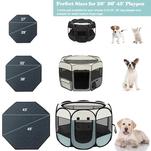 Washable 45″ Octagon Dog Playpen Mat Leakproof Anti-Slip Reusable Puppy Pad