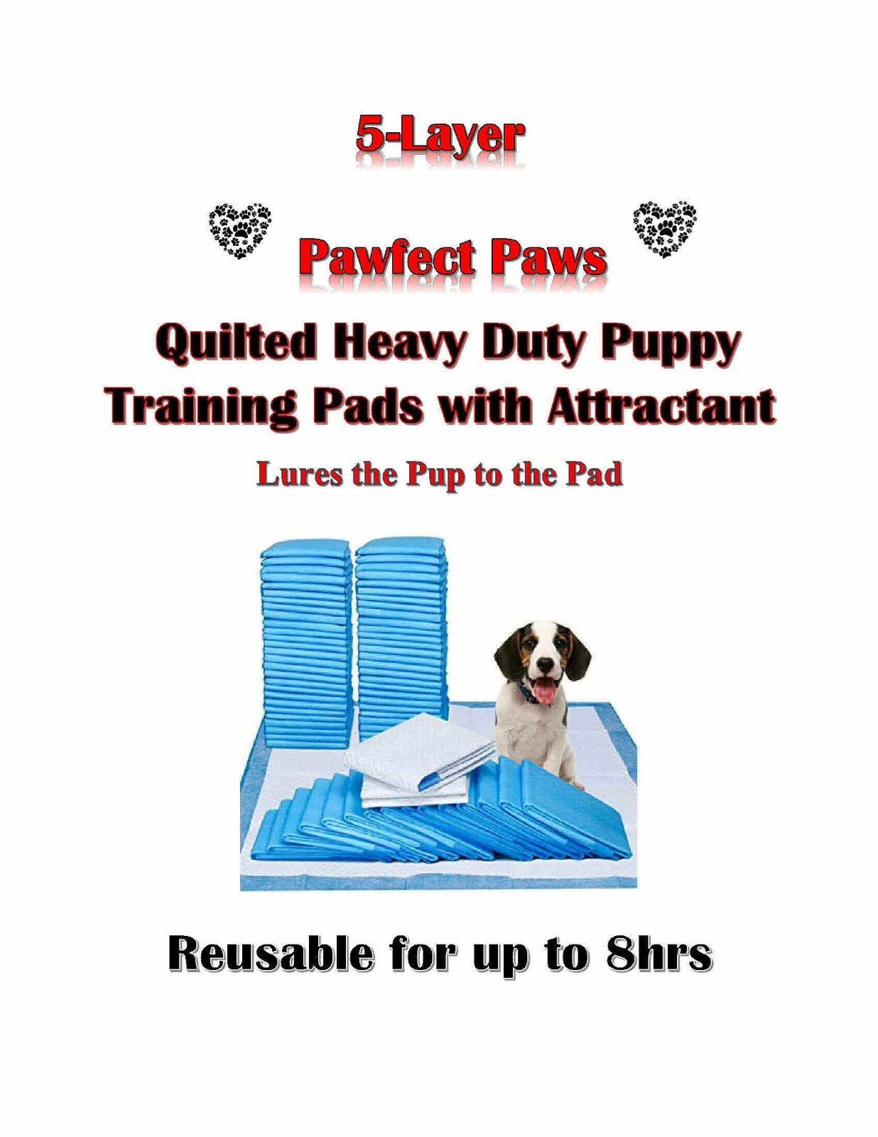 300-17×24 Heavy Duty 8 Hours Quilted Puppy Training Pads 5-Ply with Attractant