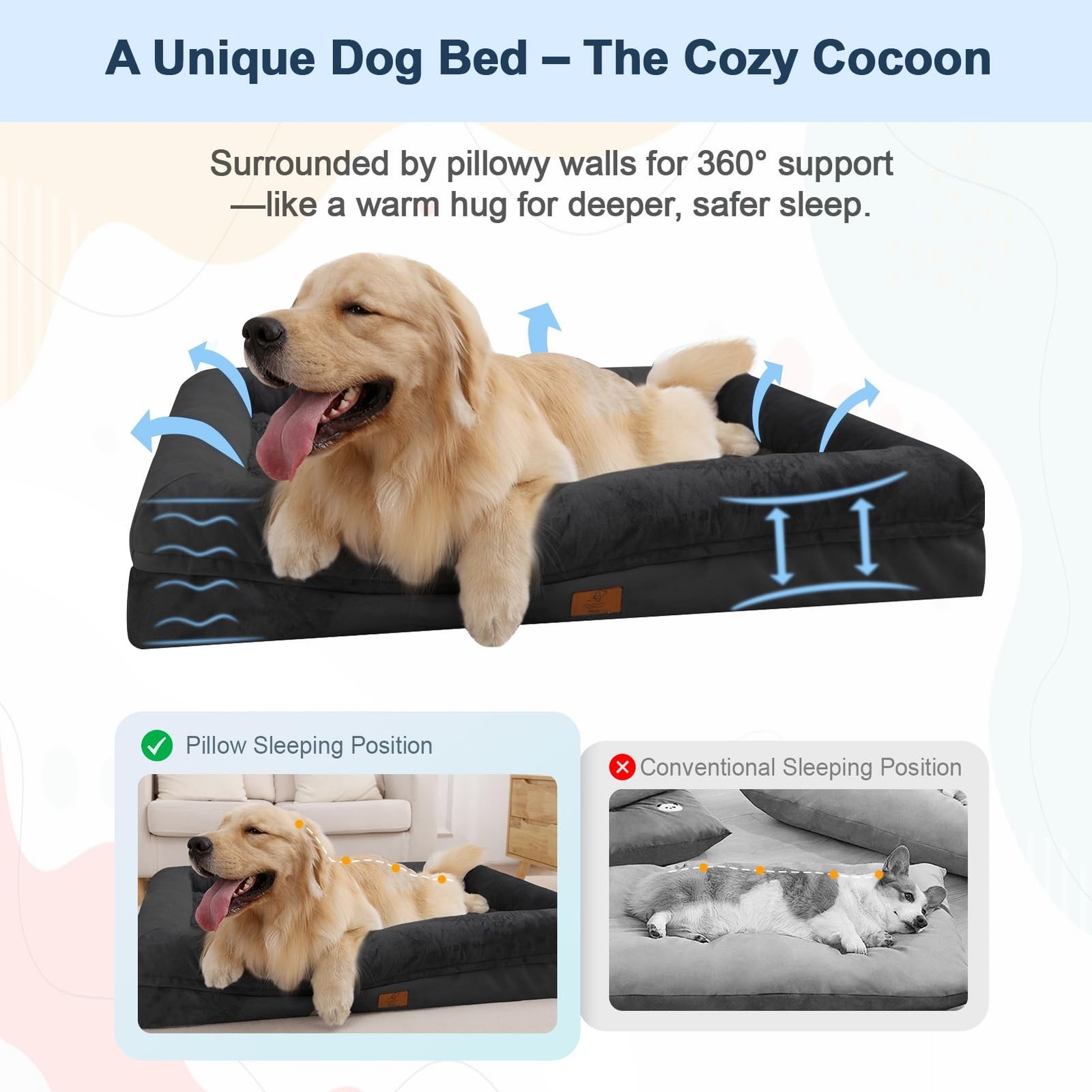 XLarge Waterproof Dog Bed for Extra Large Dogs, XL Dog Bed with Removable Was…