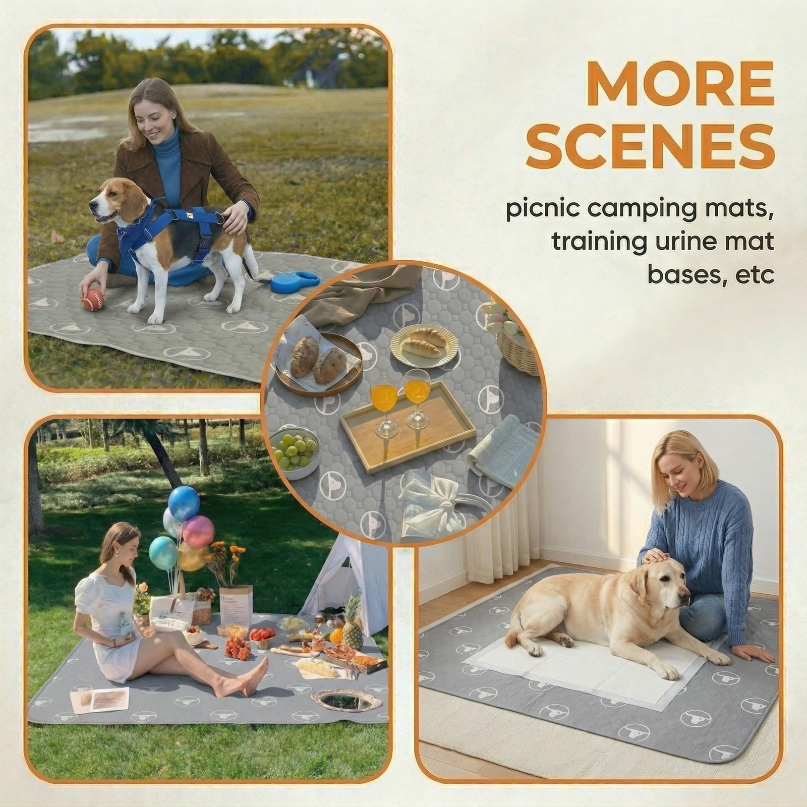 2 Pack NonSlip 36×36 Inch Pet Playpen Mat 3Layer Comfort Washable Gray